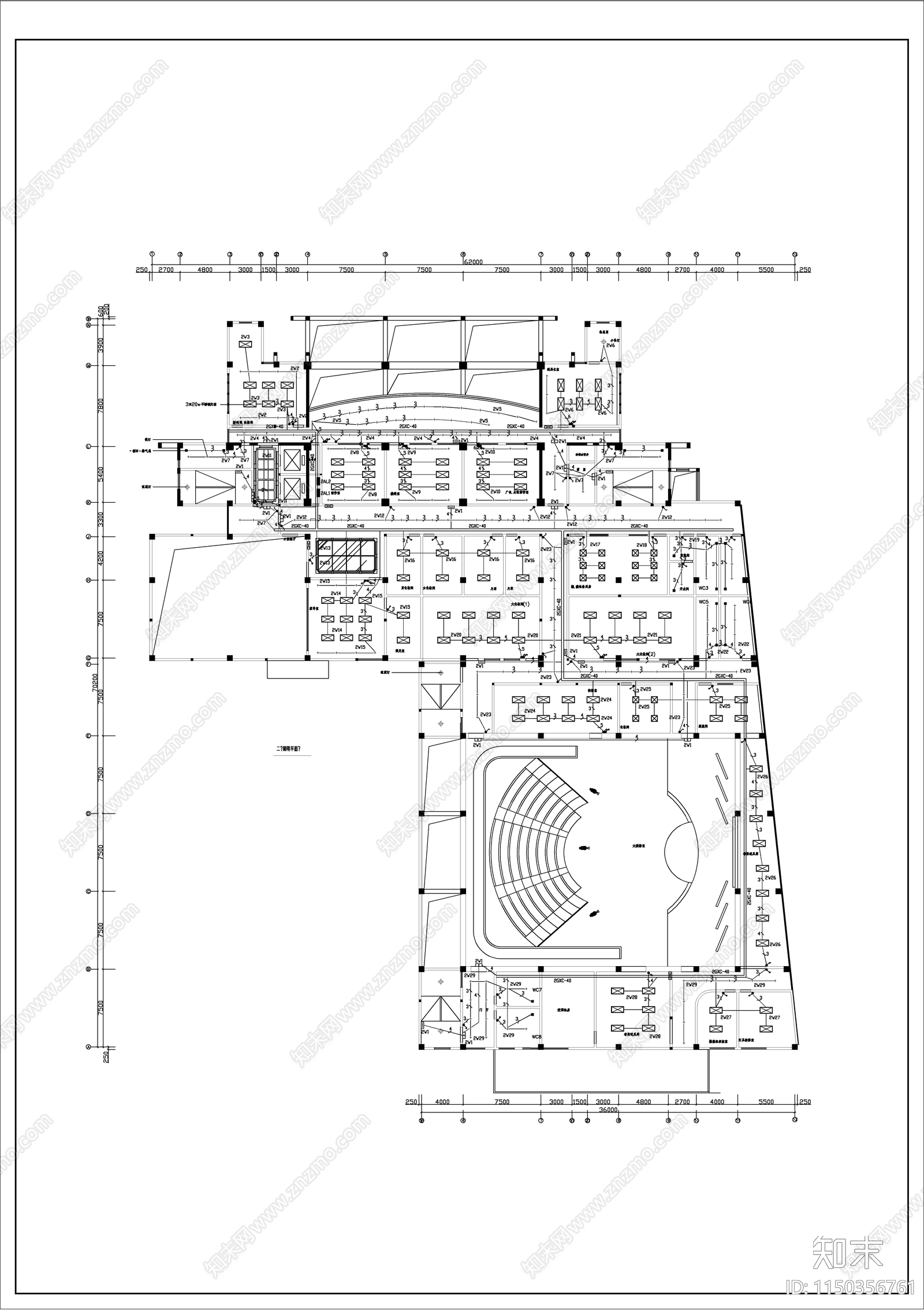 广播电视中心建筑电气详图cad施工图下载【ID:1150356761】