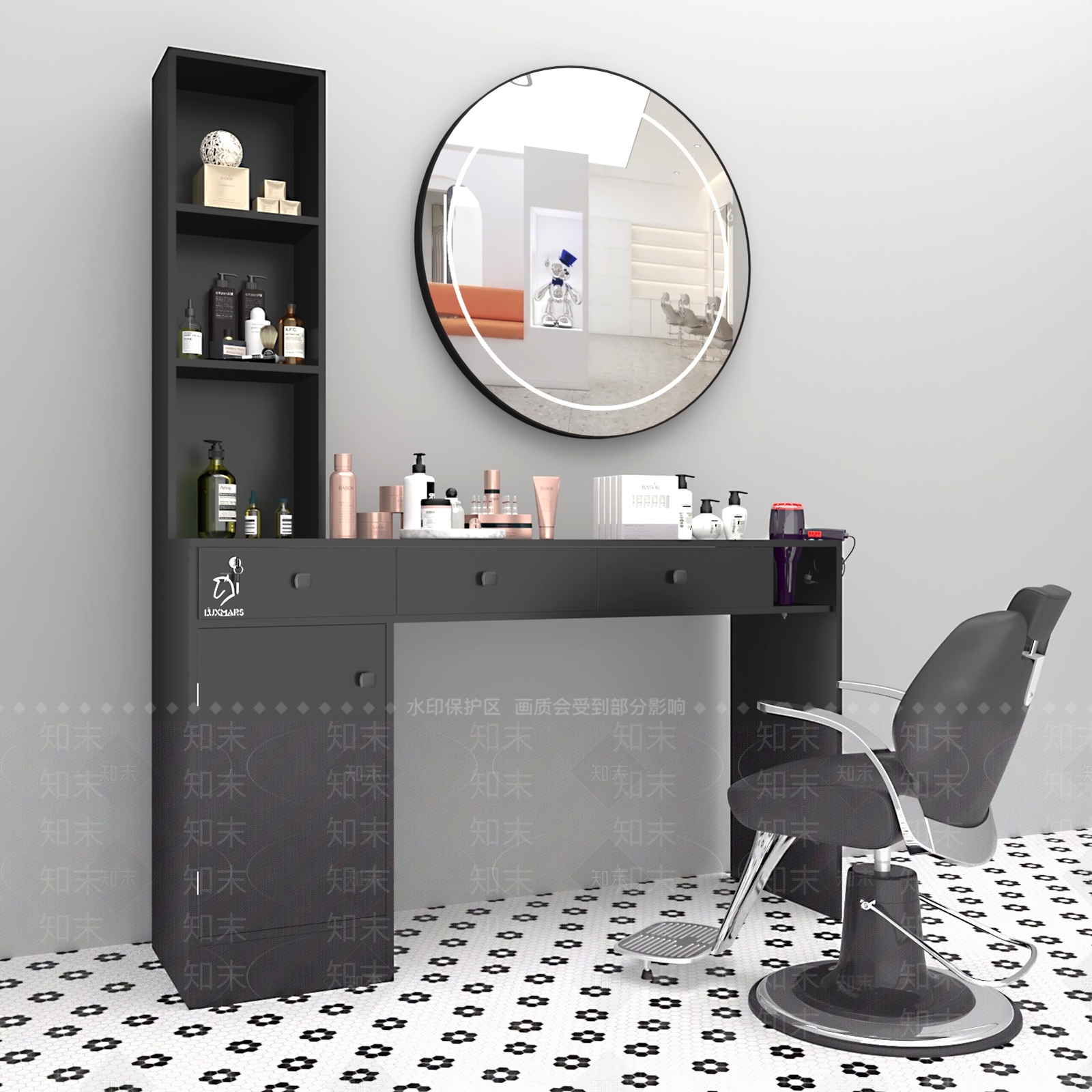 书桌写字桌书架书柜一体电脑桌梳妆台收纳柜3D模型下载【ID:1150358065】