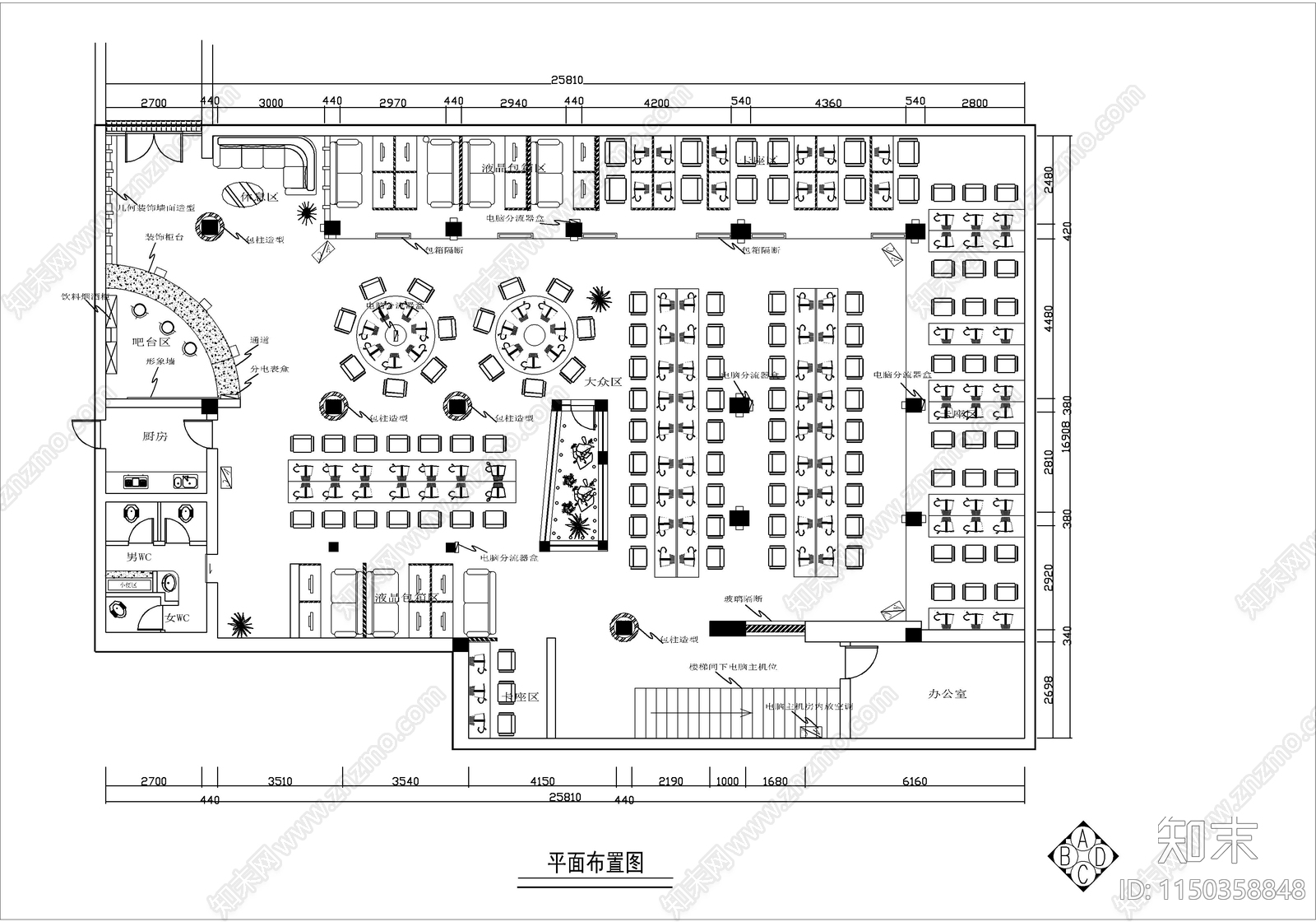 33套网吧图纸cad施工图下载【ID:1150358848】