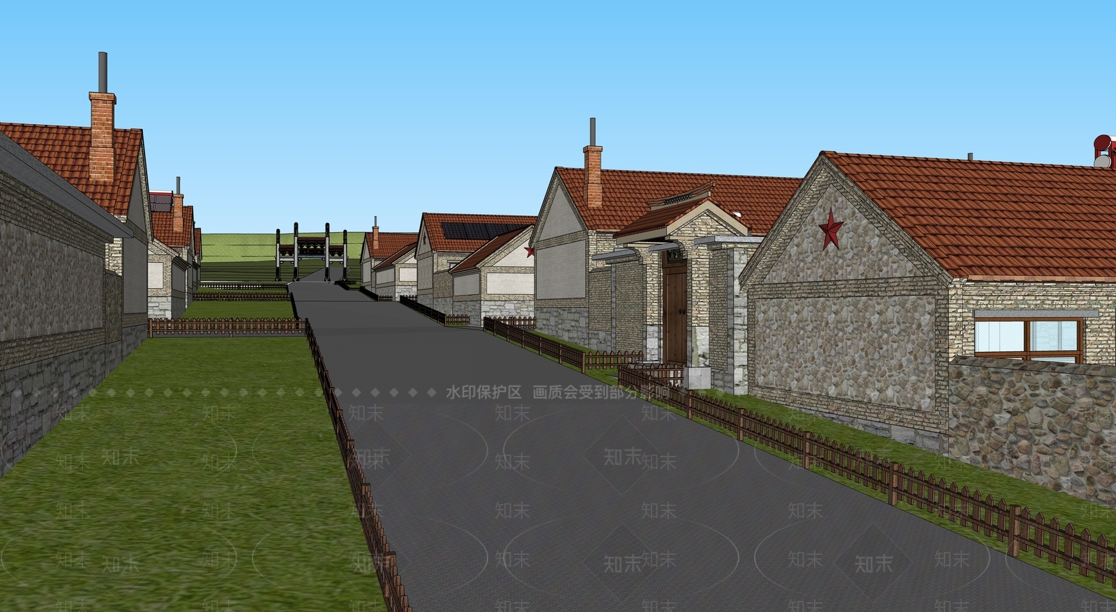 中式美丽乡村SU模型下载【ID:1150498853】