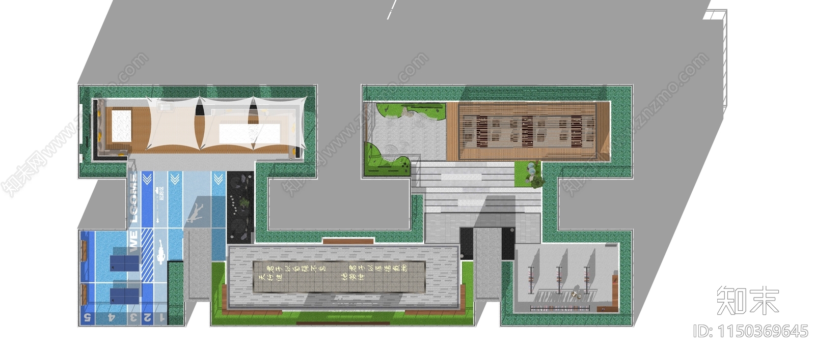 现代屋顶花园SU模型下载【ID:1150369645】