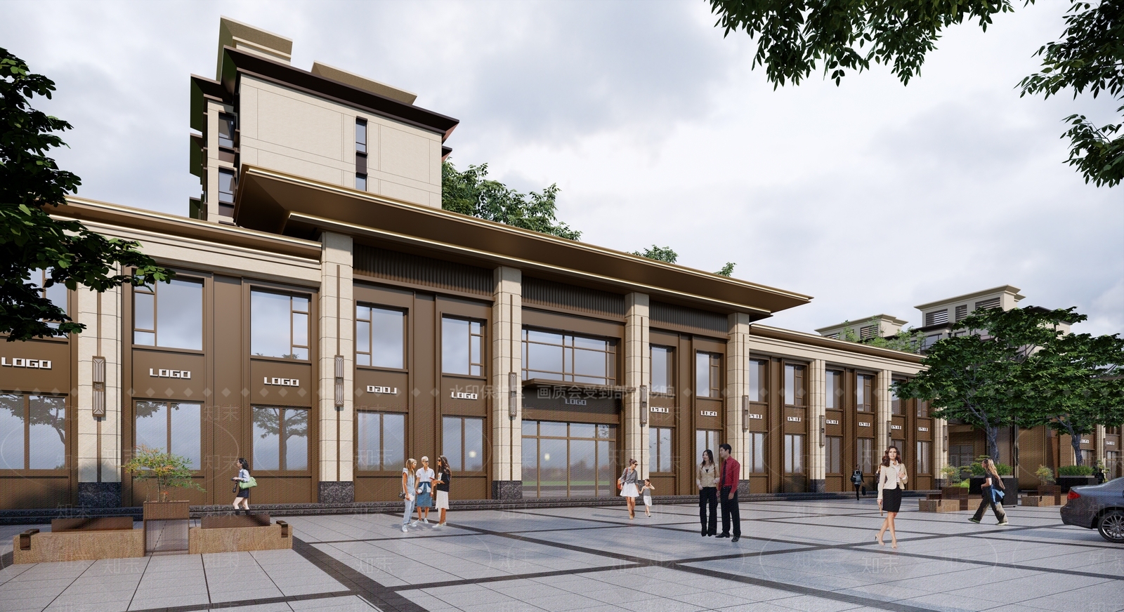 新中式商业多层SU模型下载【ID:1150370104】