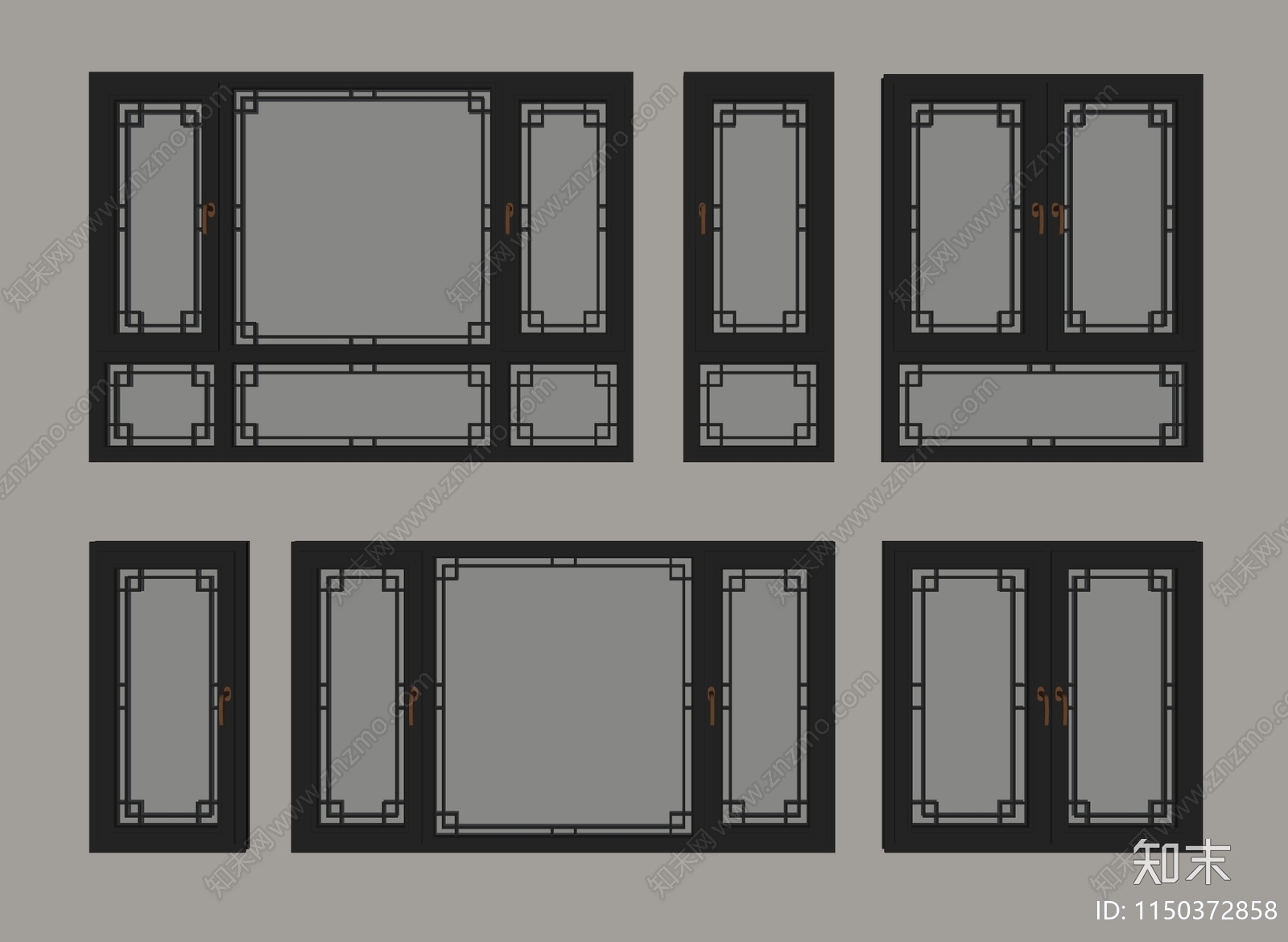 新中式窗户SU模型下载【ID:1150372858】