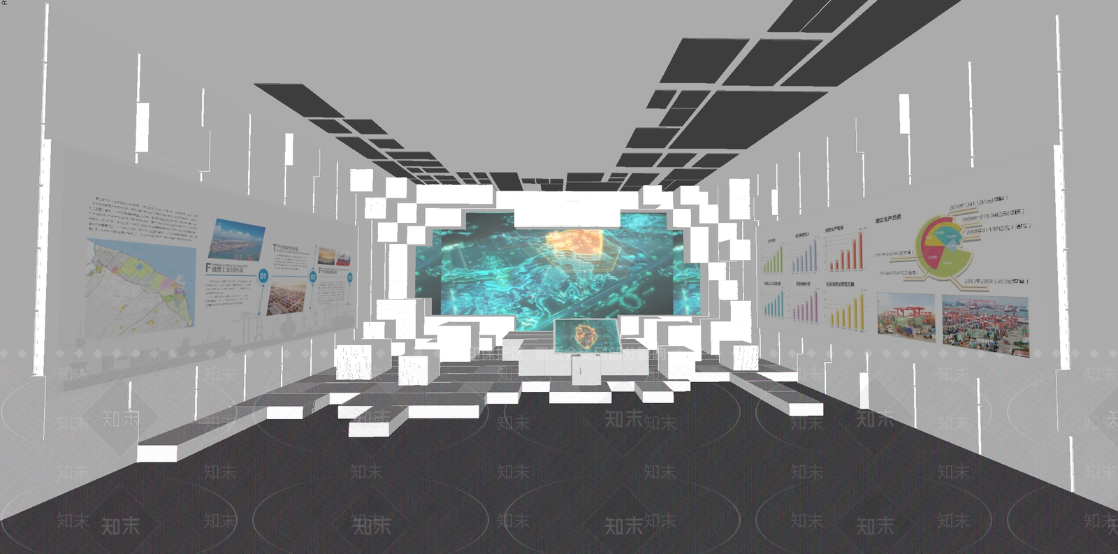现代科技展厅SU模型下载【ID:1150373546】