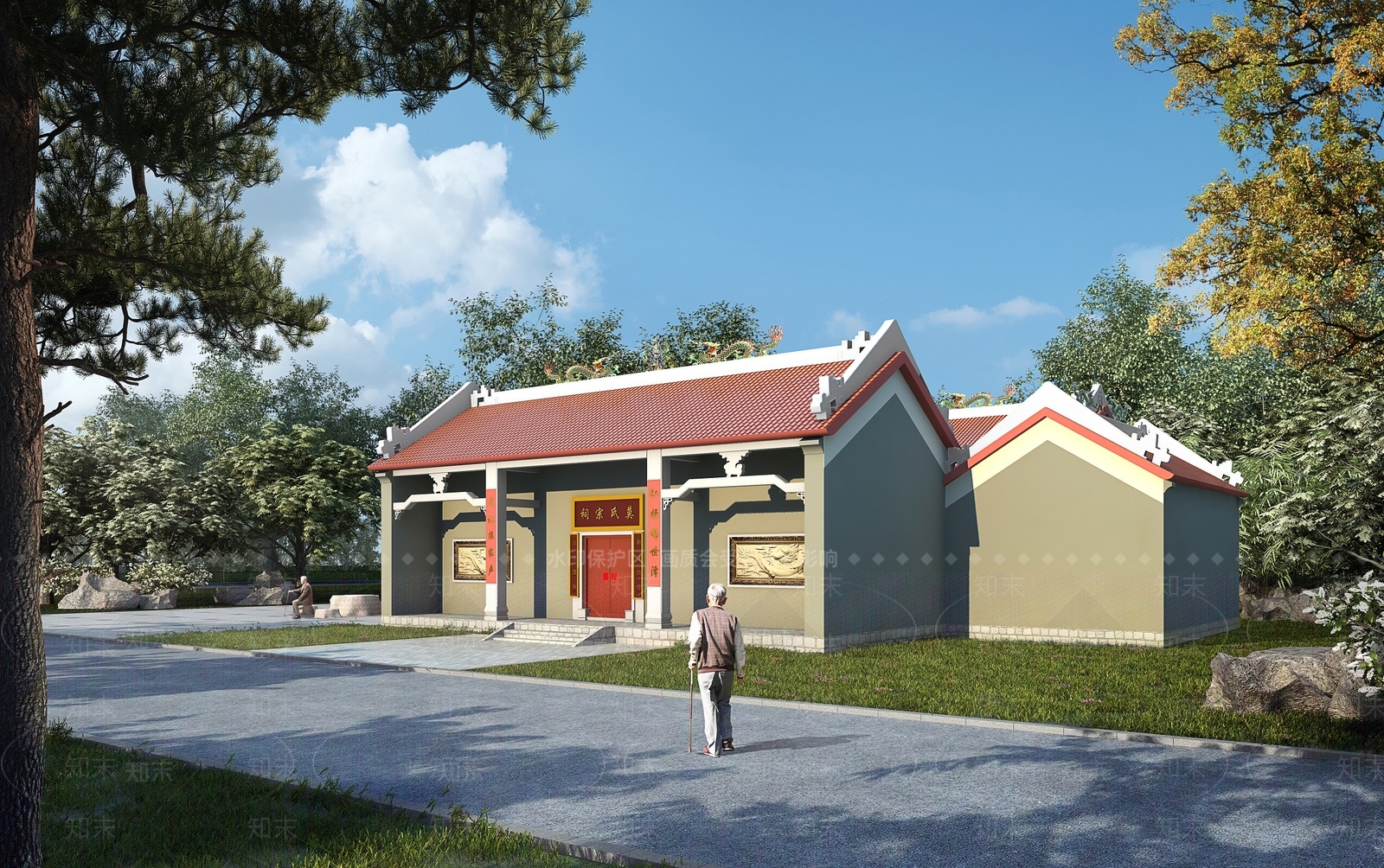 中式祠堂四合院3D模型下载【ID:1150377280】