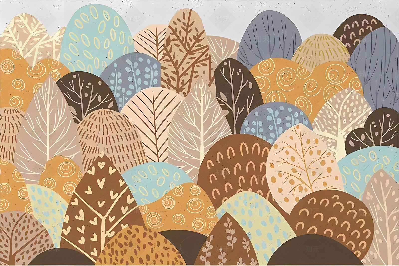 卡通插画森林壁纸贴图下载【ID:1150379457】