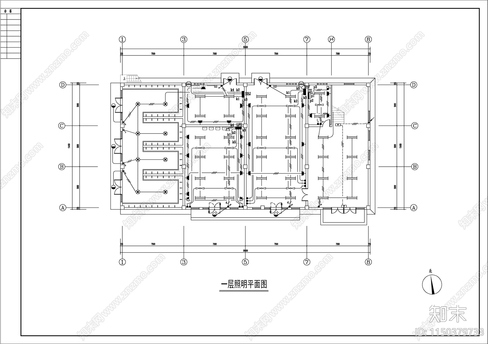 浴室电气设计图施工图下载【ID:1150379733】