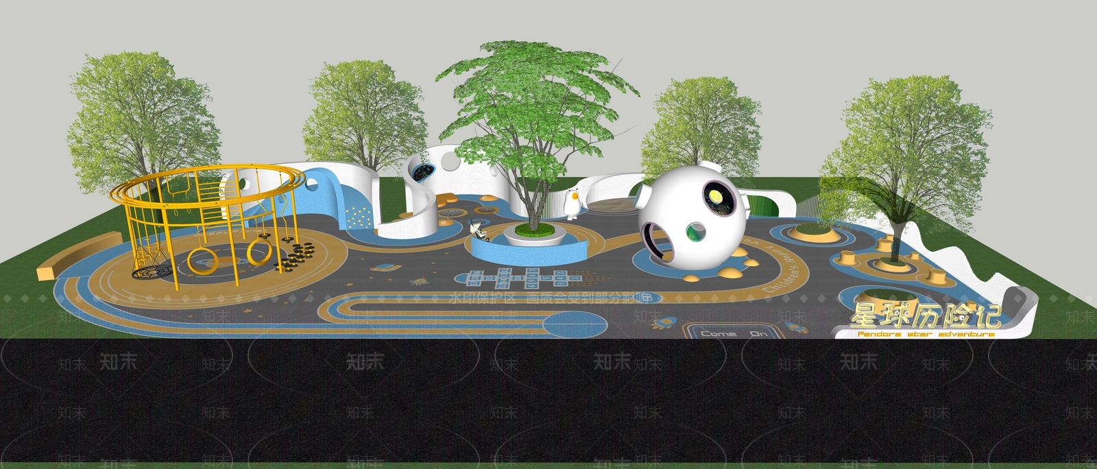 现代星空主题儿童游乐区SU模型下载【ID:1150380560】