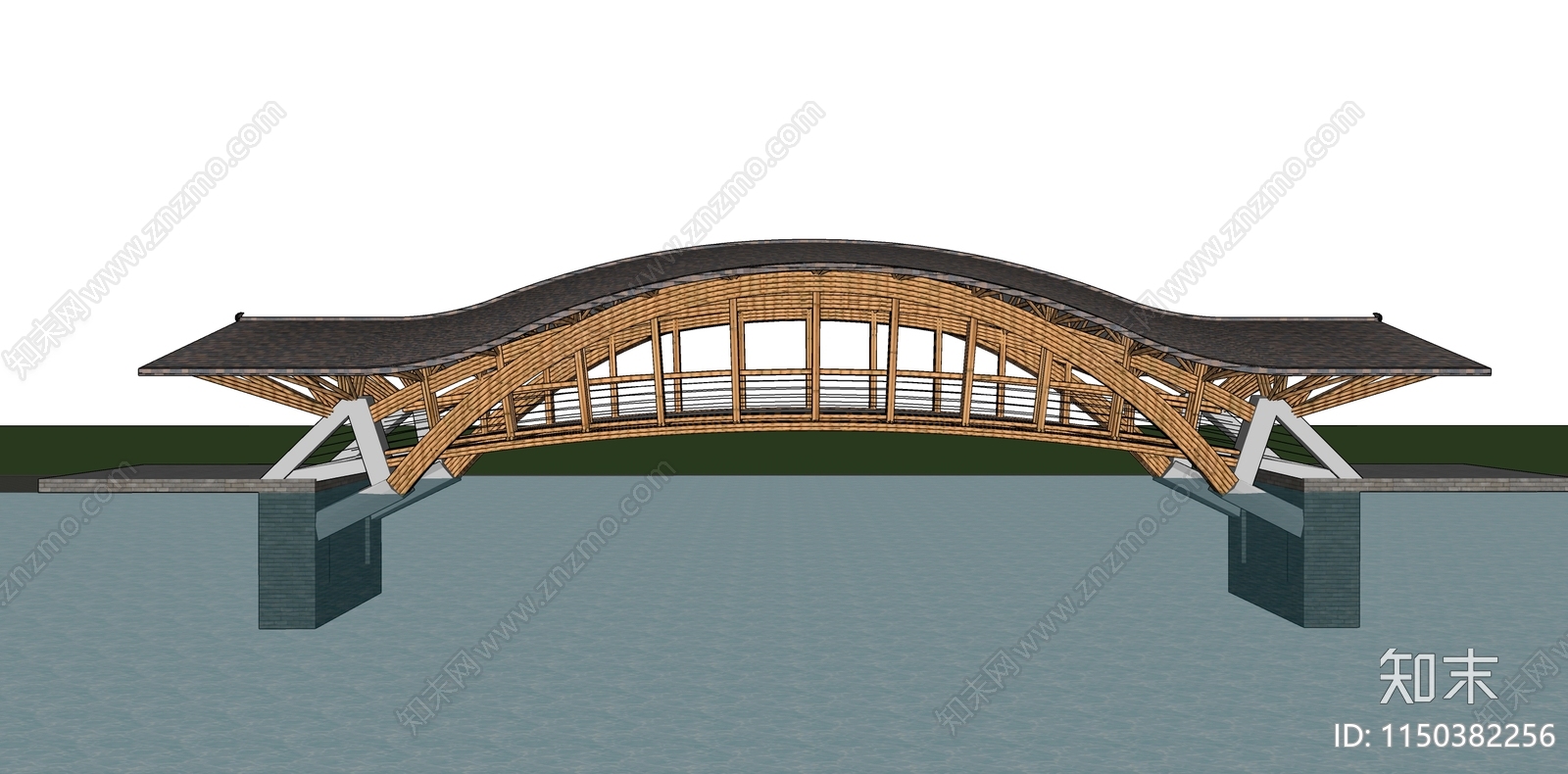 新中式廊桥SU模型下载【ID:1150382256】