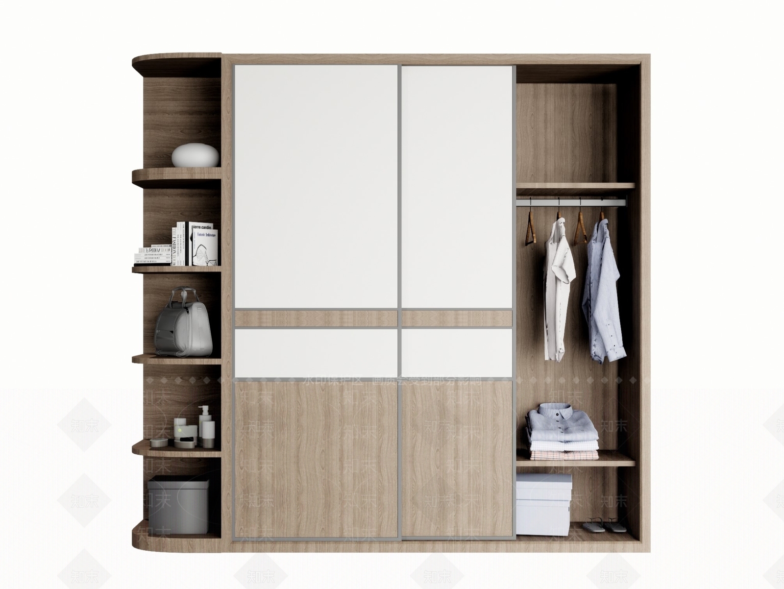 现代推拉门衣柜SU模型下载【ID:1150383285】