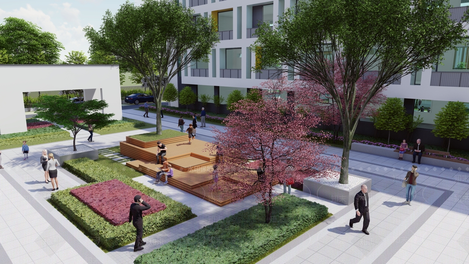 现代中学校园景观SU模型下载【ID:1150384561】