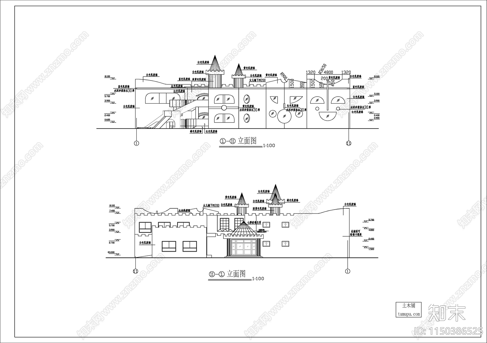 某小区幼儿园建筑cad施工图下载【ID:1150386525】