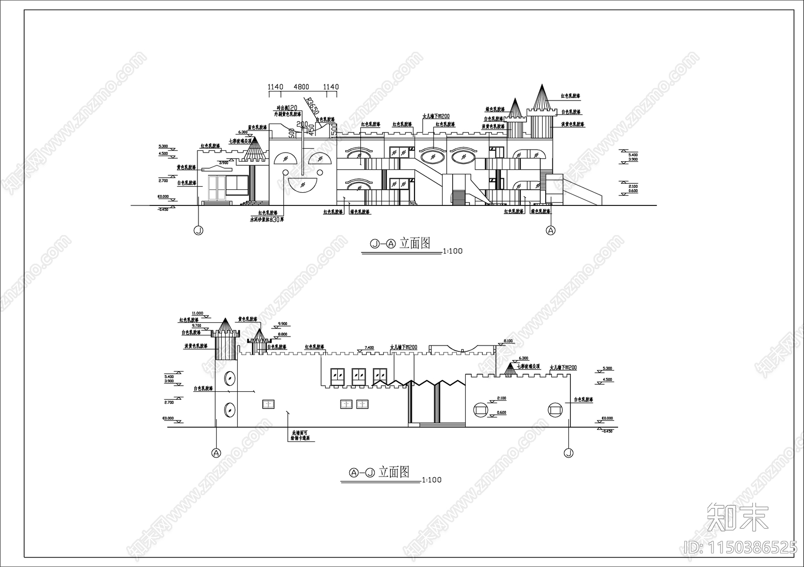 某小区幼儿园建筑cad施工图下载【ID:1150386525】