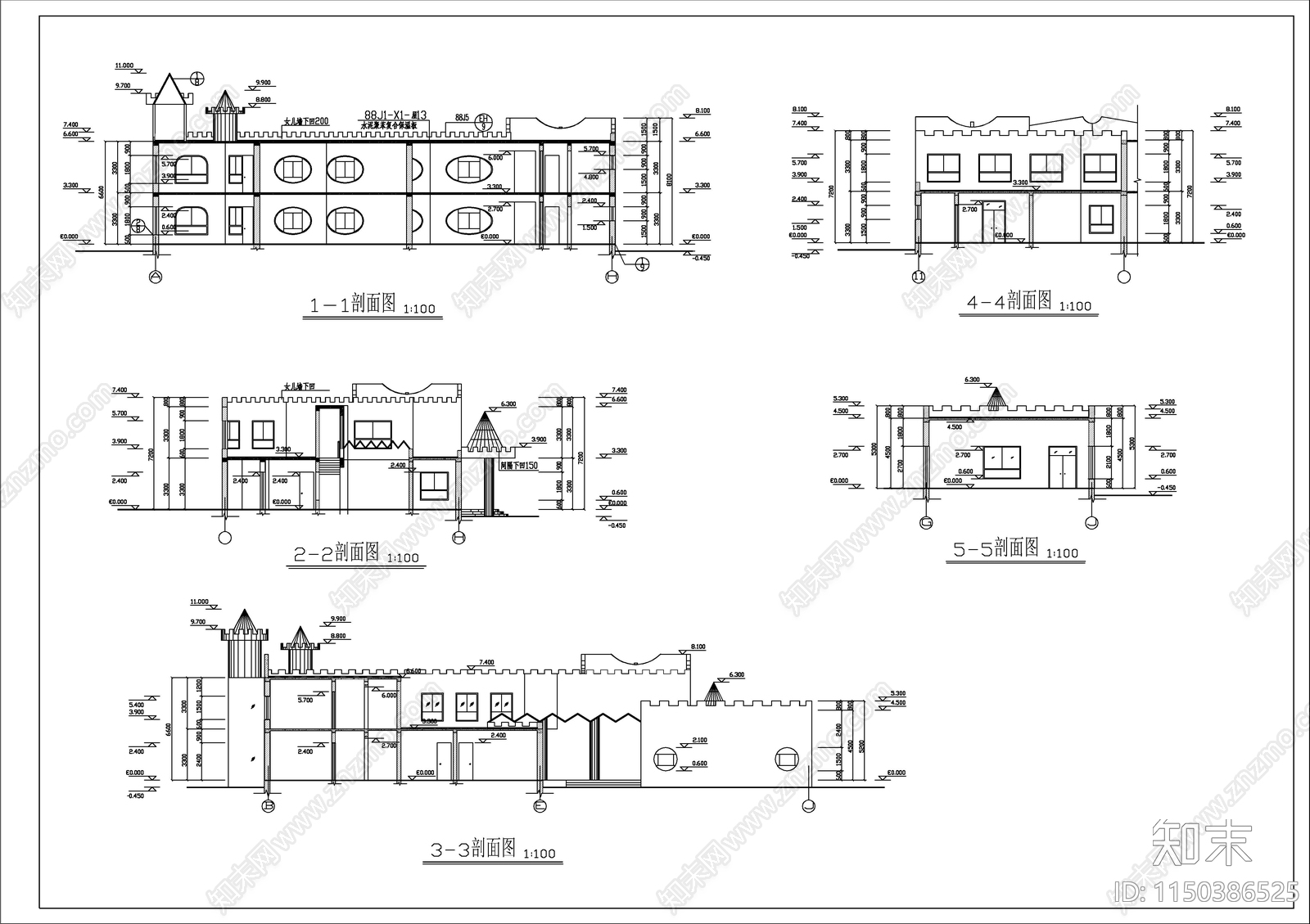 某小区幼儿园建筑cad施工图下载【ID:1150386525】