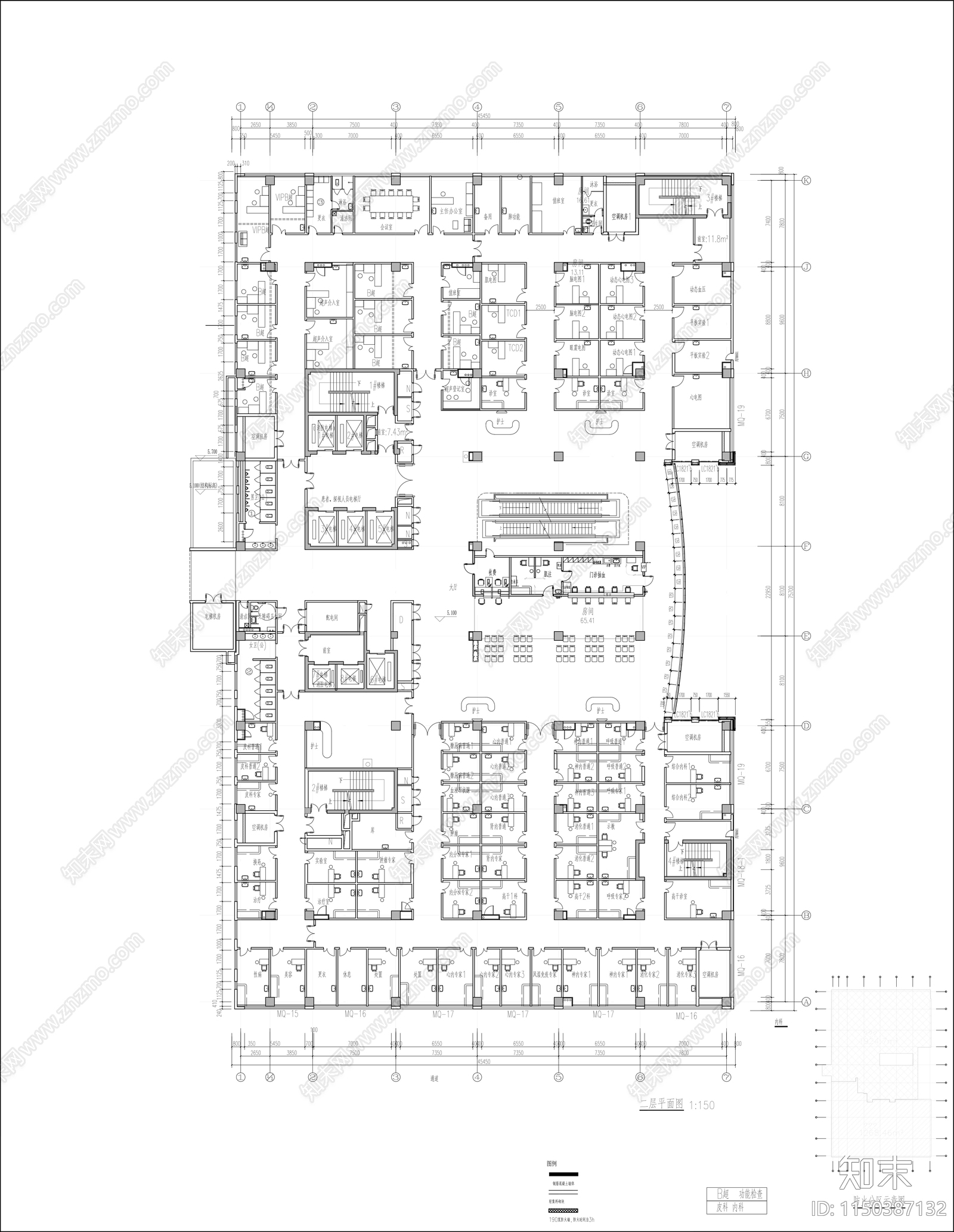 市中心医院门诊综合楼平面图施工图下载【ID:1150387132】