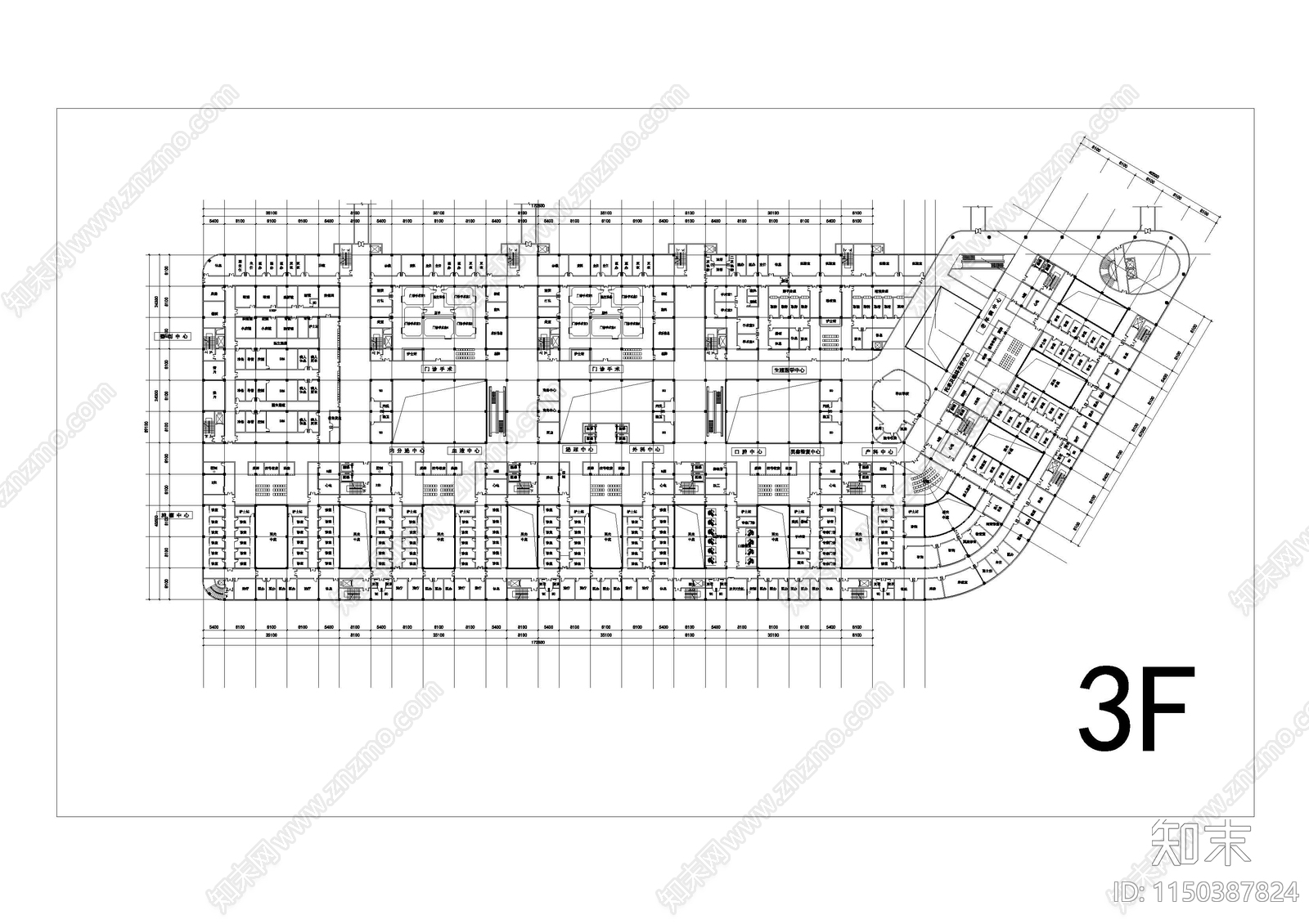 医院设计图纸cad施工图下载【ID:1150387824】