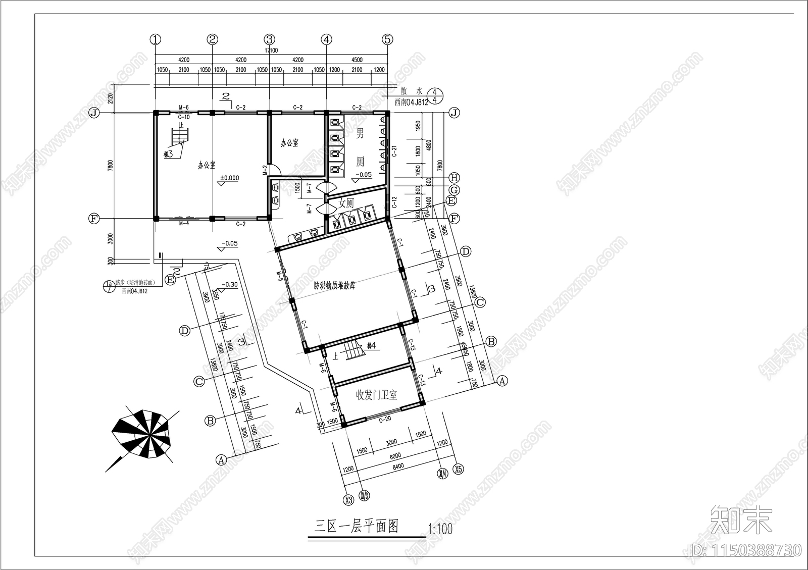 防洪抢险物资器材储存库cad施工图下载【ID:1150388730】