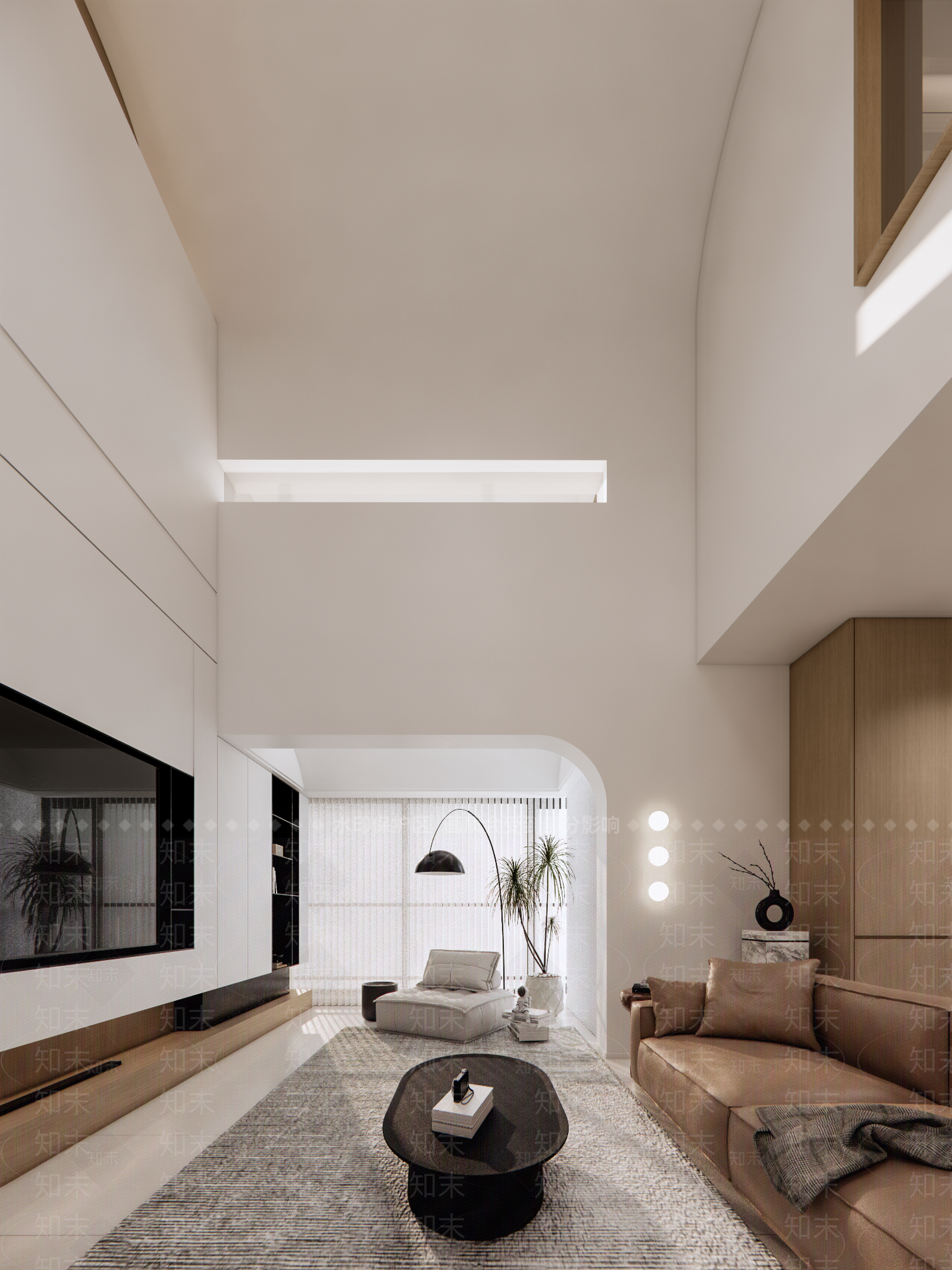 现代风格别墅挑高客餐厅SU模型下载【ID:1150388847】