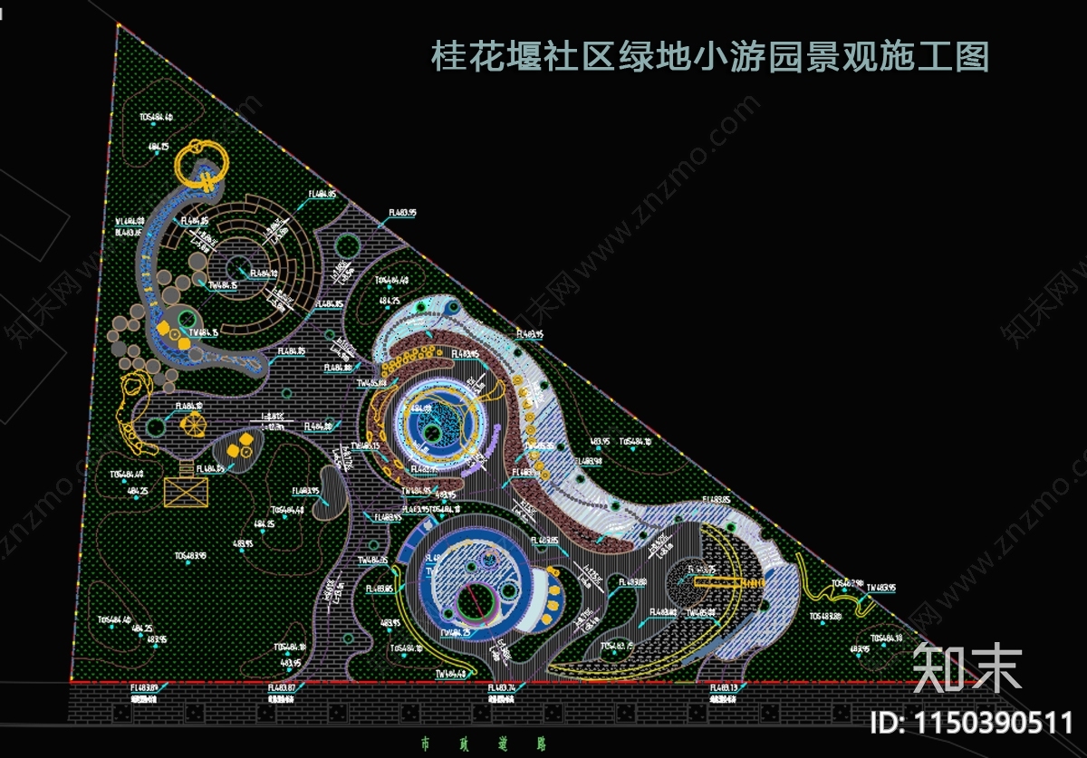 桂花堰社区南侧绿地小游园施工图下载【ID:1150390511】