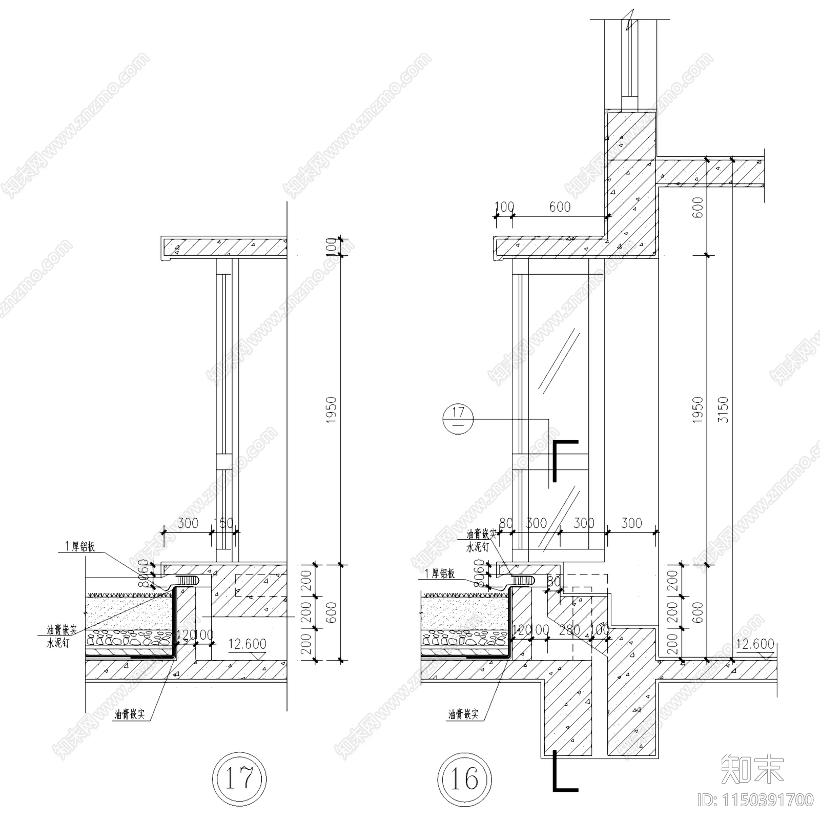 44套变形缝伸缩缝建筑构造节点大样cad施工图下载【ID:1150391700】