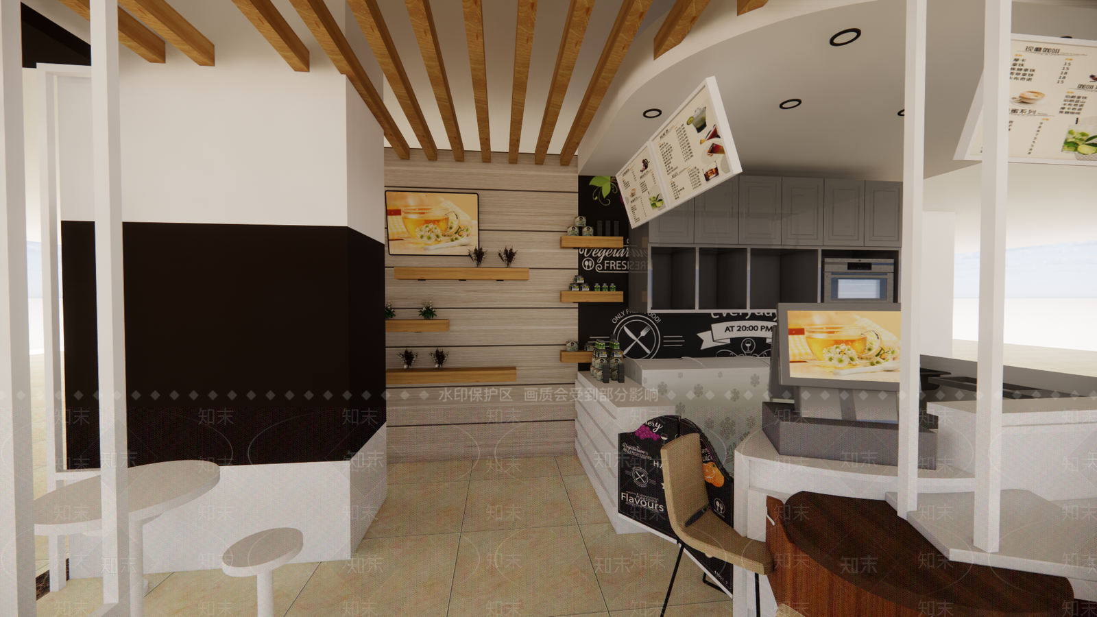 现代网红奶茶店SU模型下载【ID:1150392972】