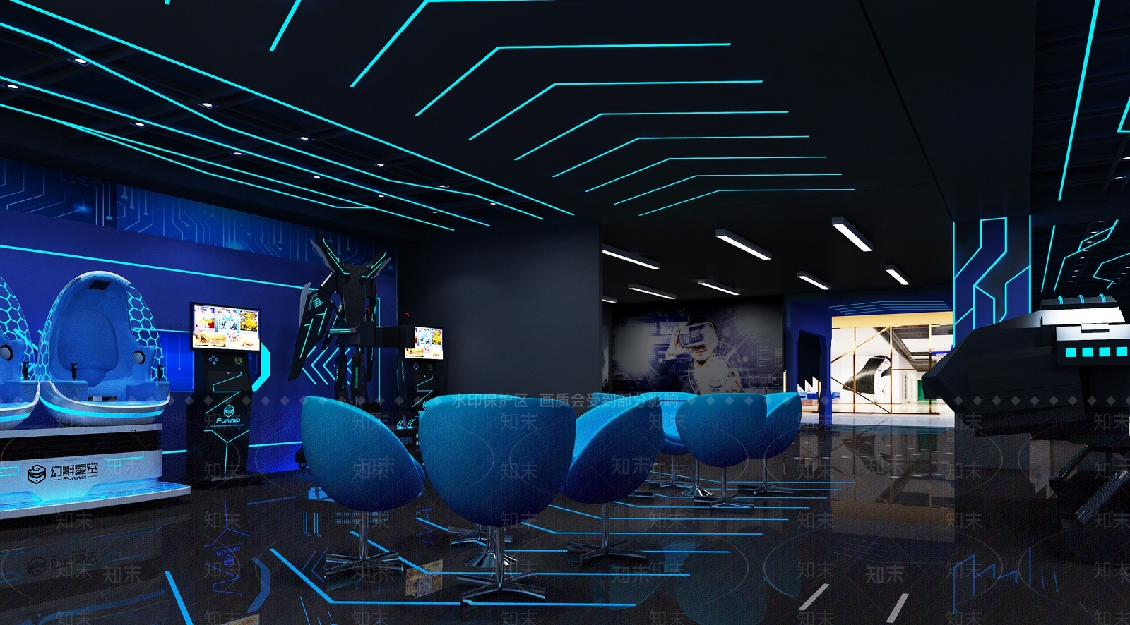 现代VR游戏室3D模型下载【ID:1150394293】
