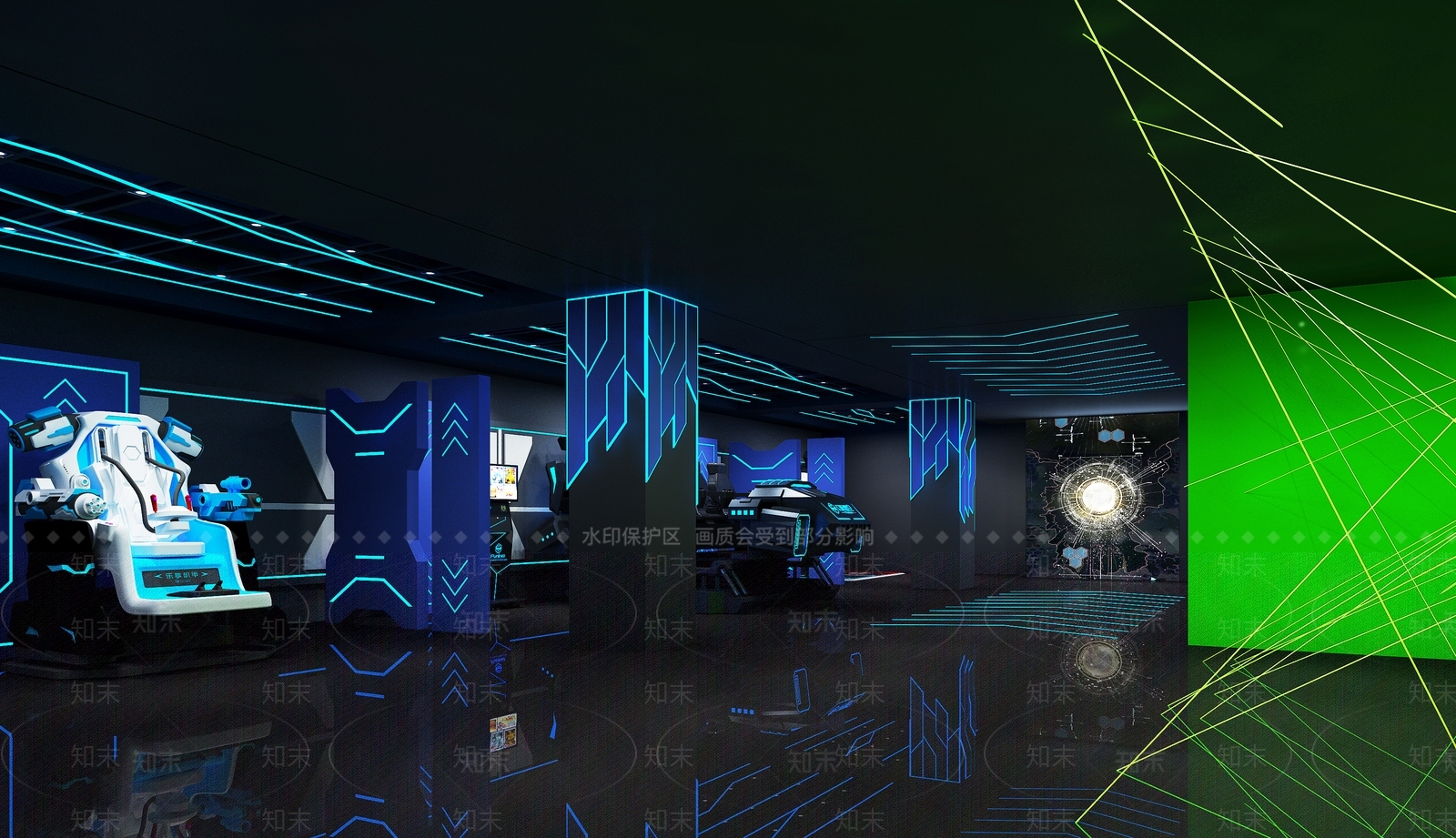 现代VR游戏室3D模型下载【ID:1150394441】