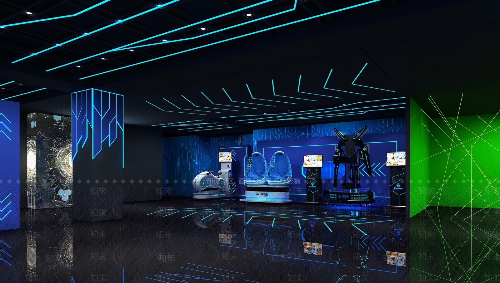 现代VR游戏室3D模型下载【ID:1150394441】