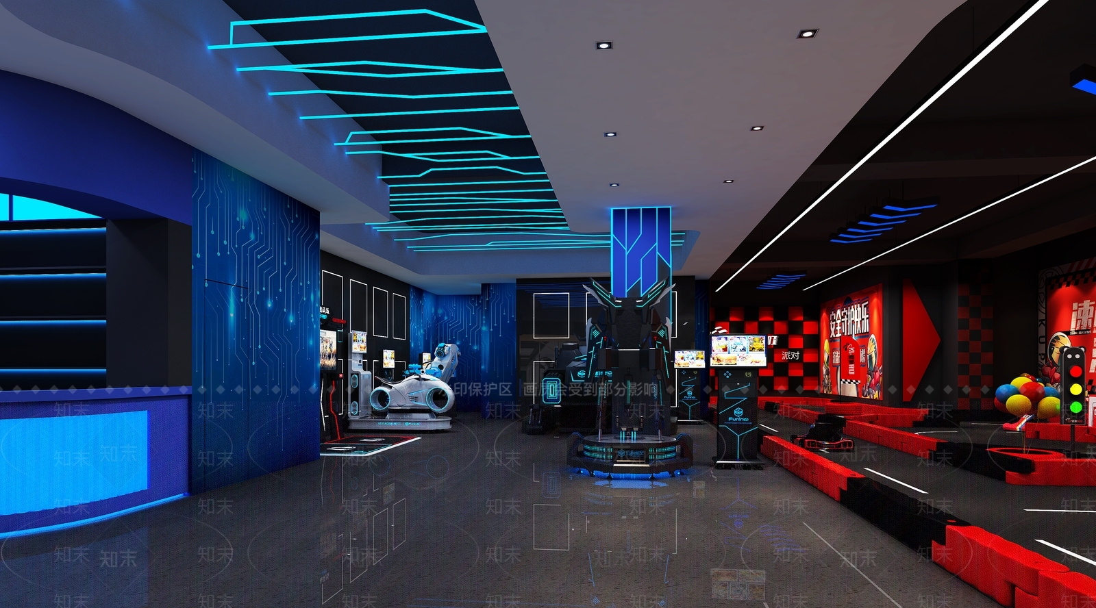 现代VR游戏室3D模型下载【ID:1150394517】