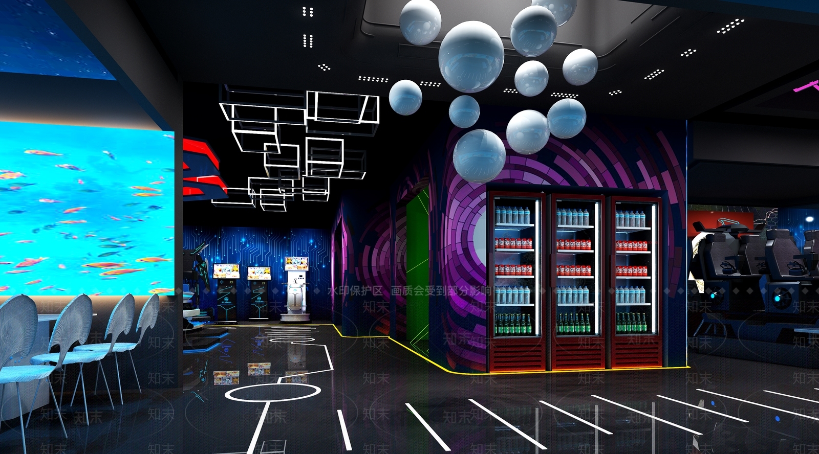 现代VR游戏室3D模型下载【ID:1150394636】
