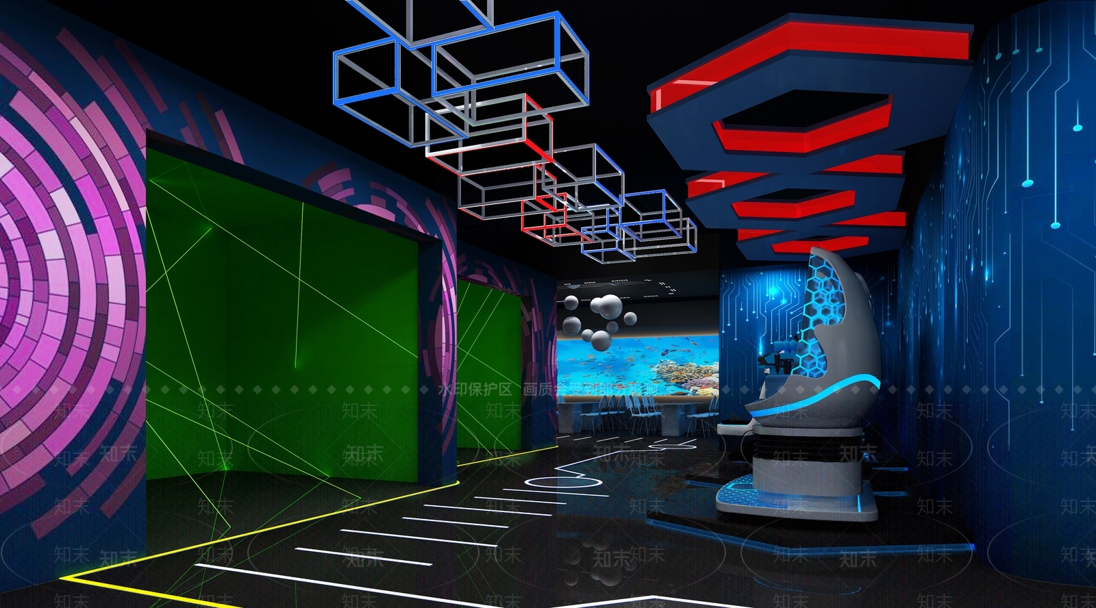 现代VR游戏室3D模型下载【ID:1150394636】