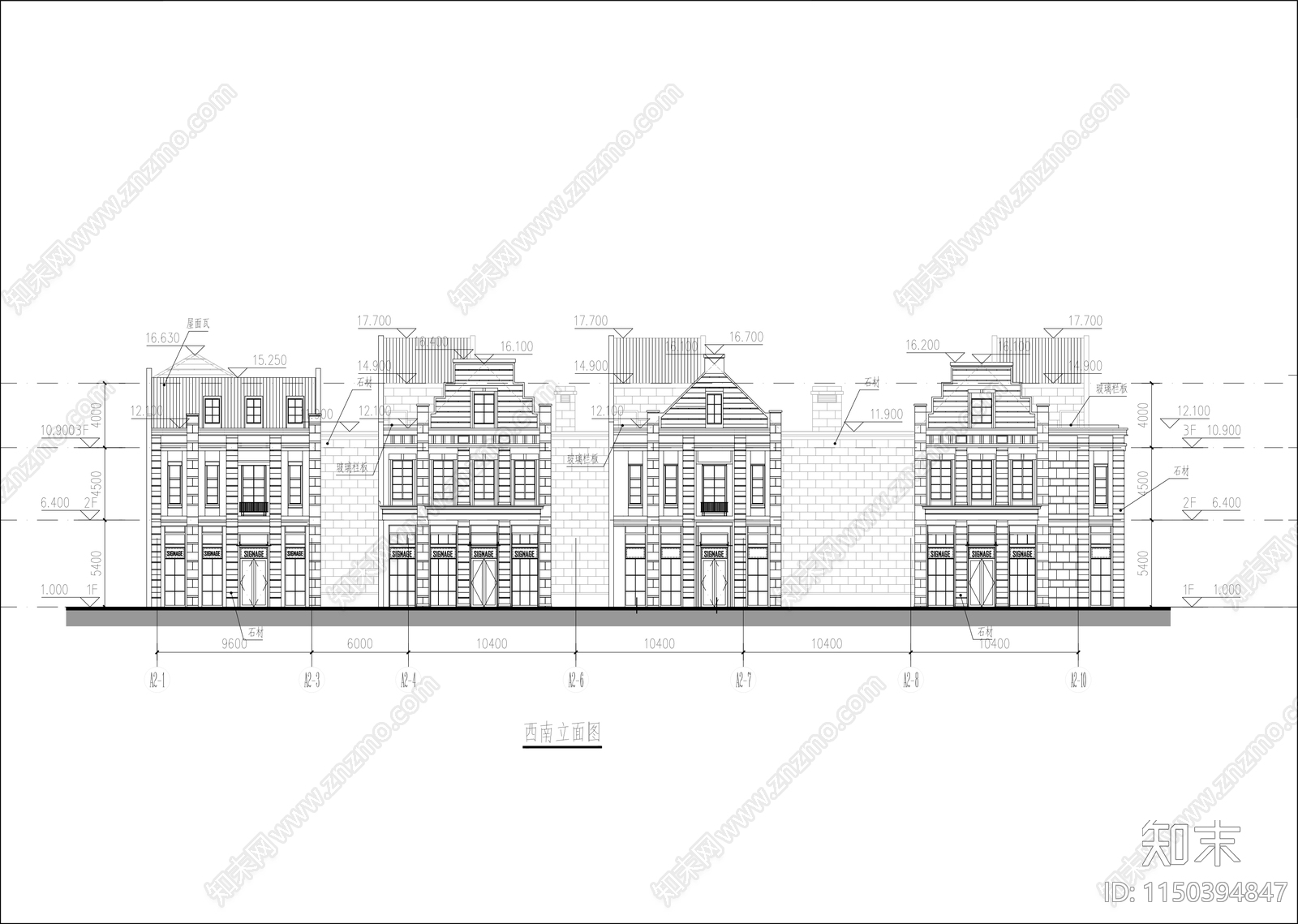 多层商业平面图施工图下载【ID:1150394847】