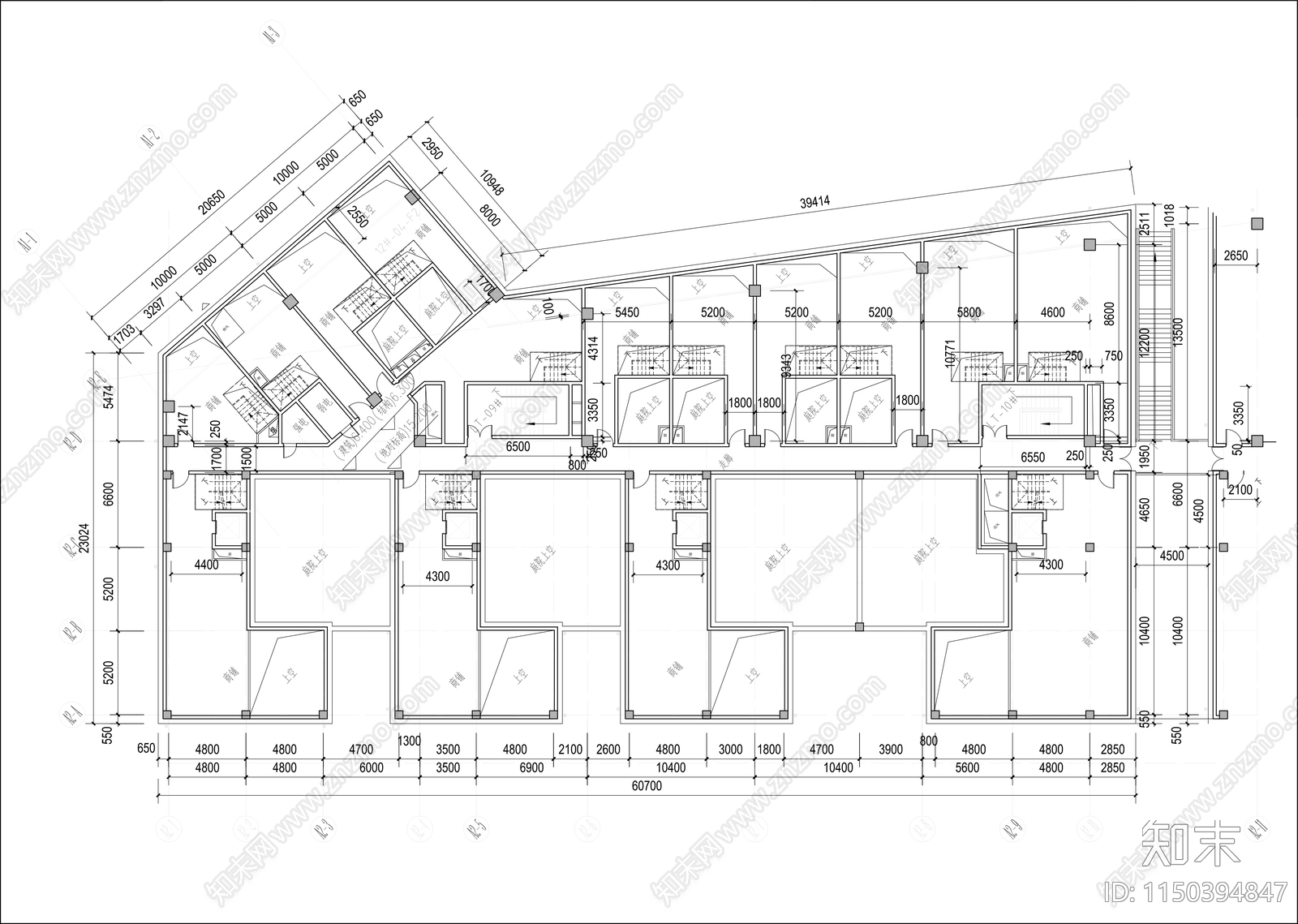 多层商业平面图cad施工图下载【ID:1150394847】