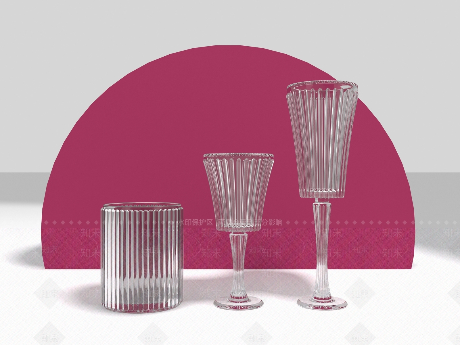 垂直花纹酒杯高脚酒杯3D模型下载【ID:1150395864】