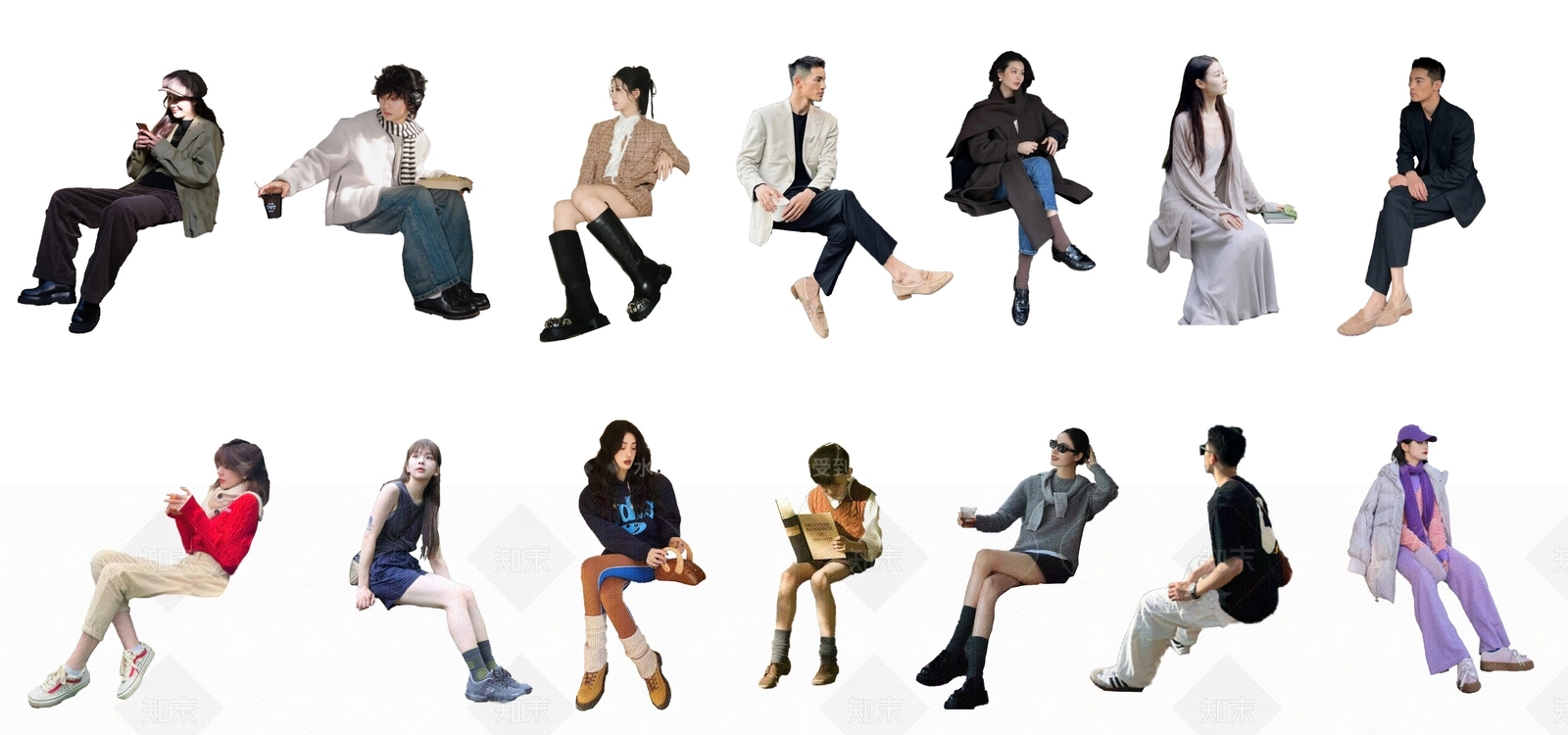 2D坐姿人物SU模型下载【ID:1150396387】