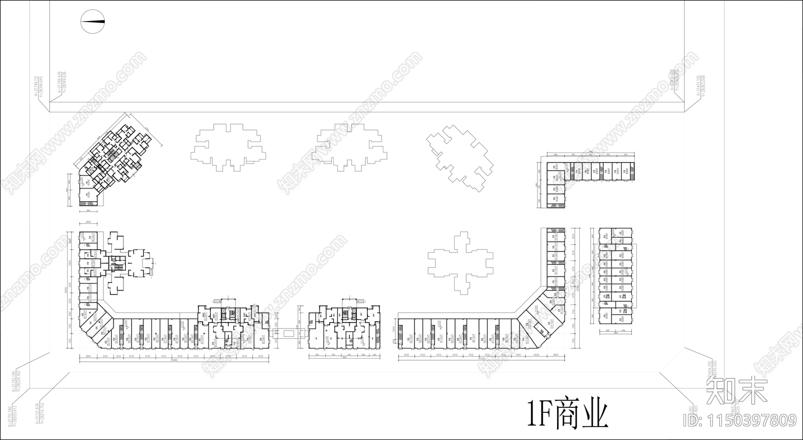 住宅底商平面图cad施工图下载【ID:1150397809】