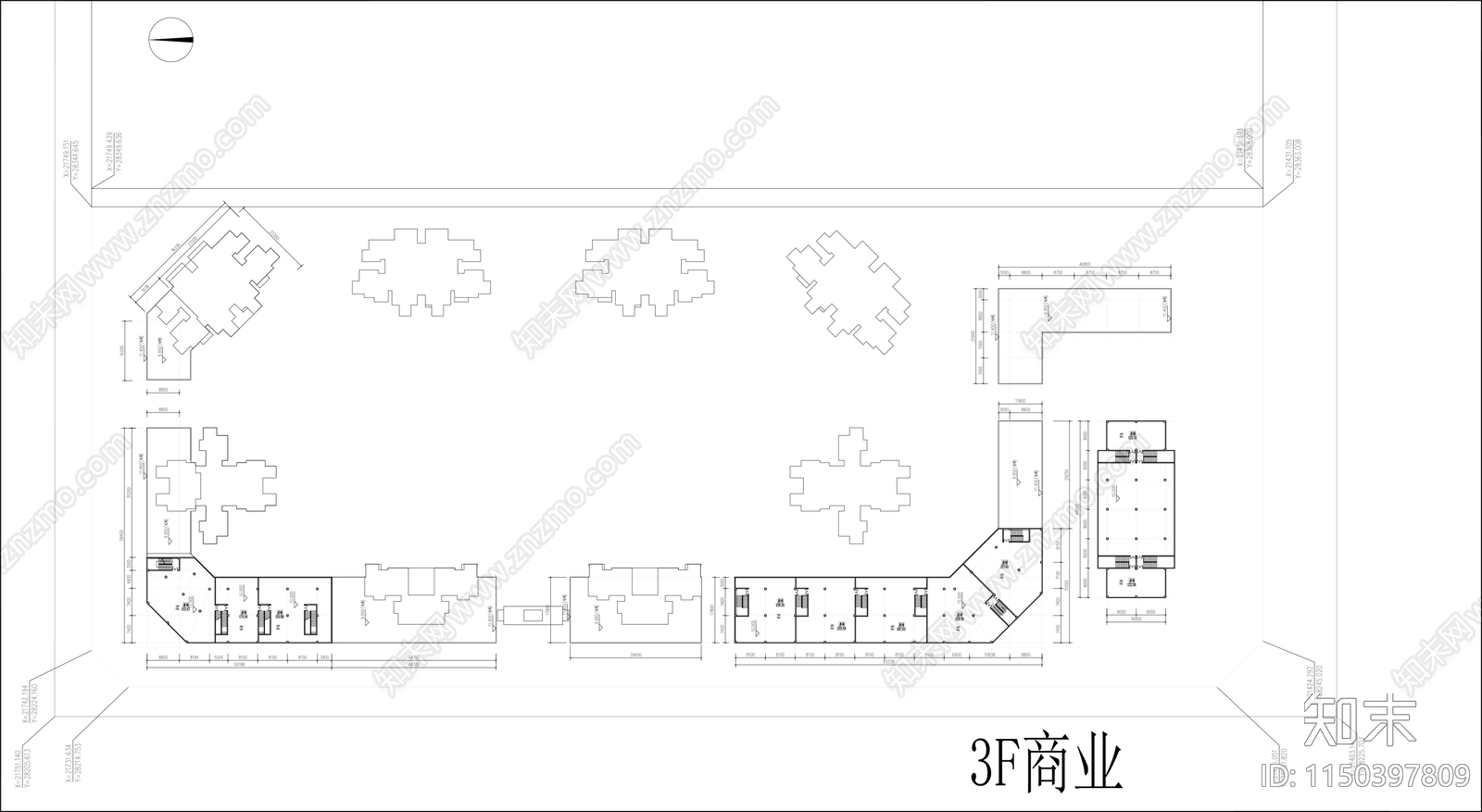 住宅底商平面图cad施工图下载【ID:1150397809】