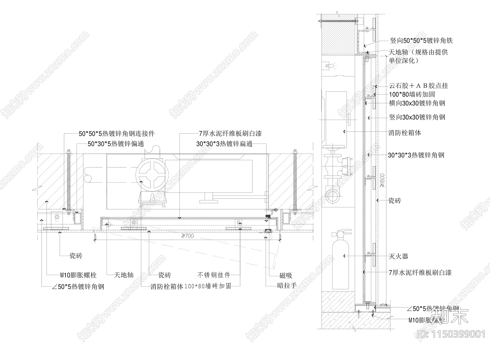 管井消防暗门做法cad施工图下载【ID:1150399001】