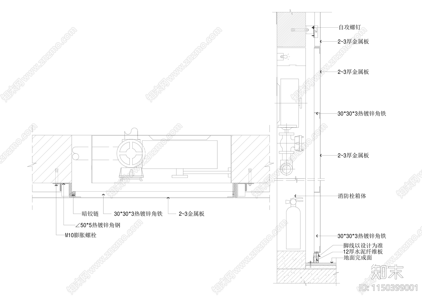 管井消防暗门做法cad施工图下载【ID:1150399001】