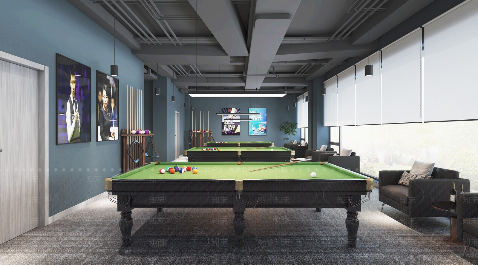 现代台球室3D模型下载【ID:1150399778】