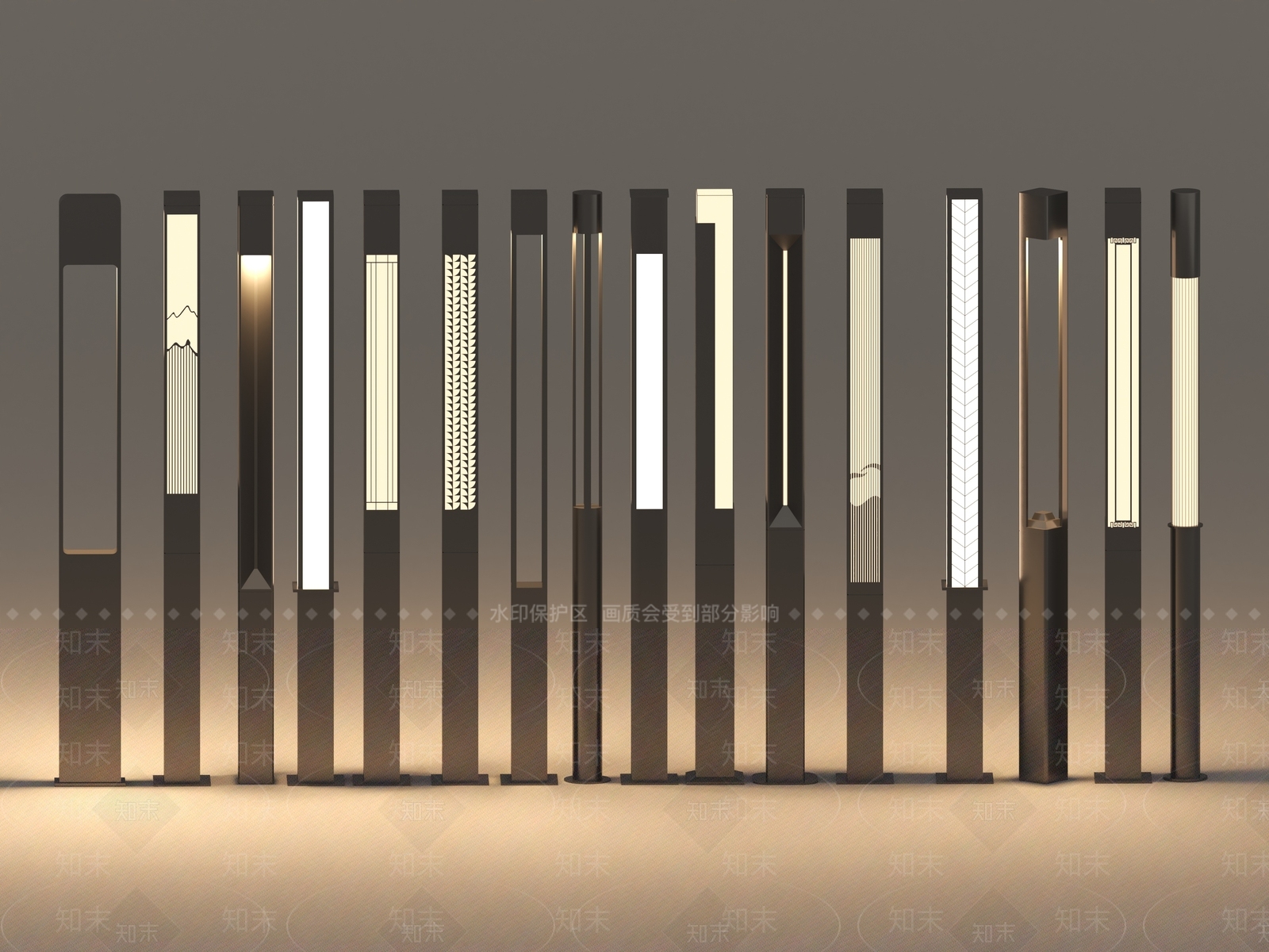 新中式商业街景观灯柱SU模型下载【ID:1150399489】
