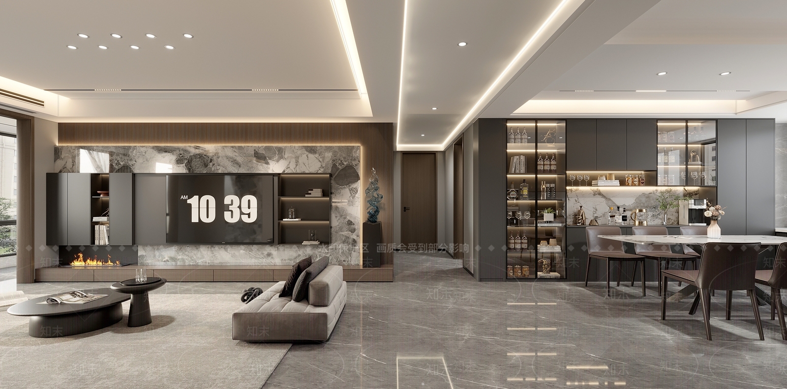 现代意式客餐厅3D模型下载【ID:1150402110】