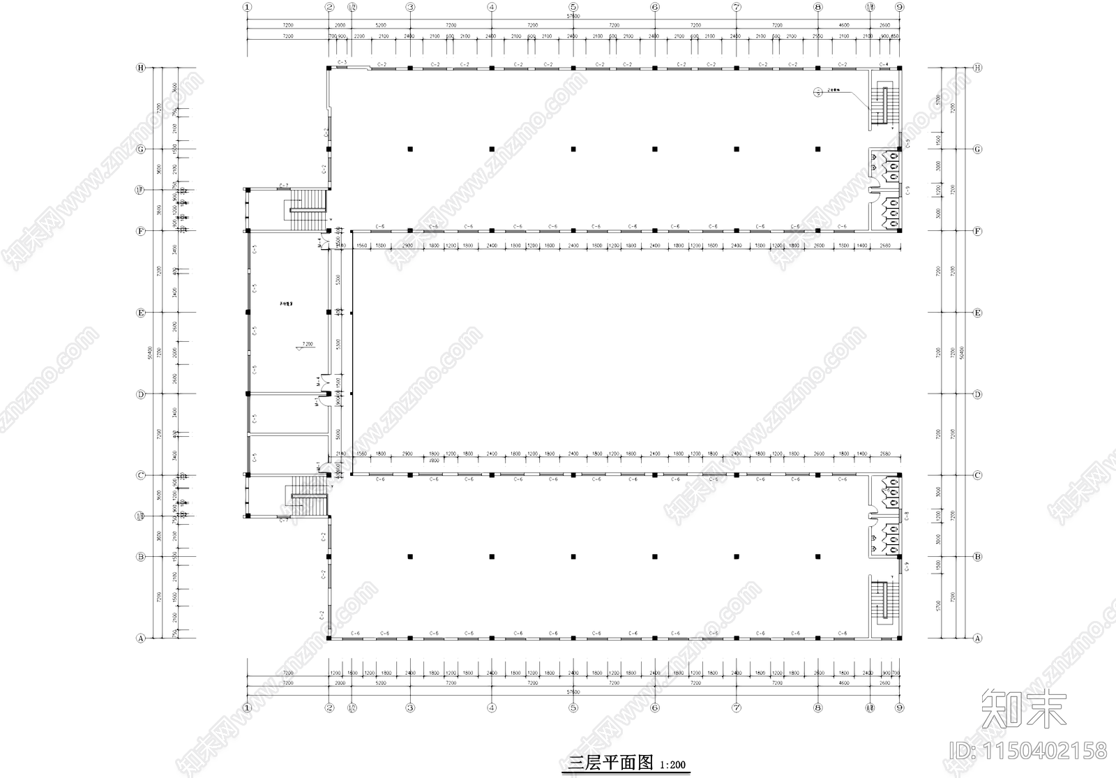 丙级工业厂房车间办公楼建筑cad施工图下载【ID:1150402158】