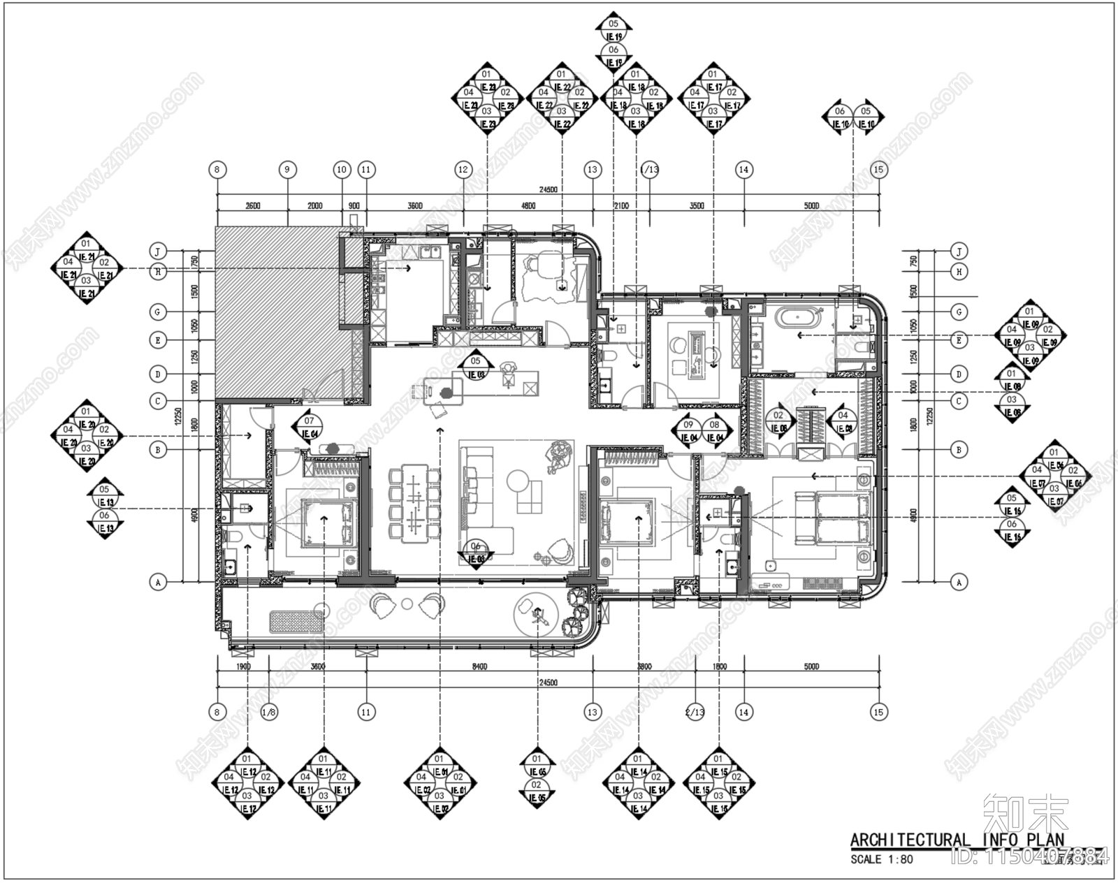 DIA丹健国际南京长江之歌315户型样板间cad施工图下载【ID:1150407884】