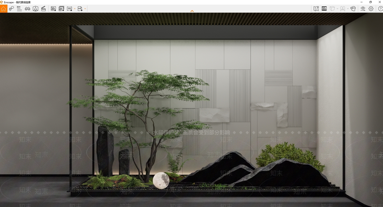 现代室内景观造景SU模型下载【ID:1150408307】_知末su模型网