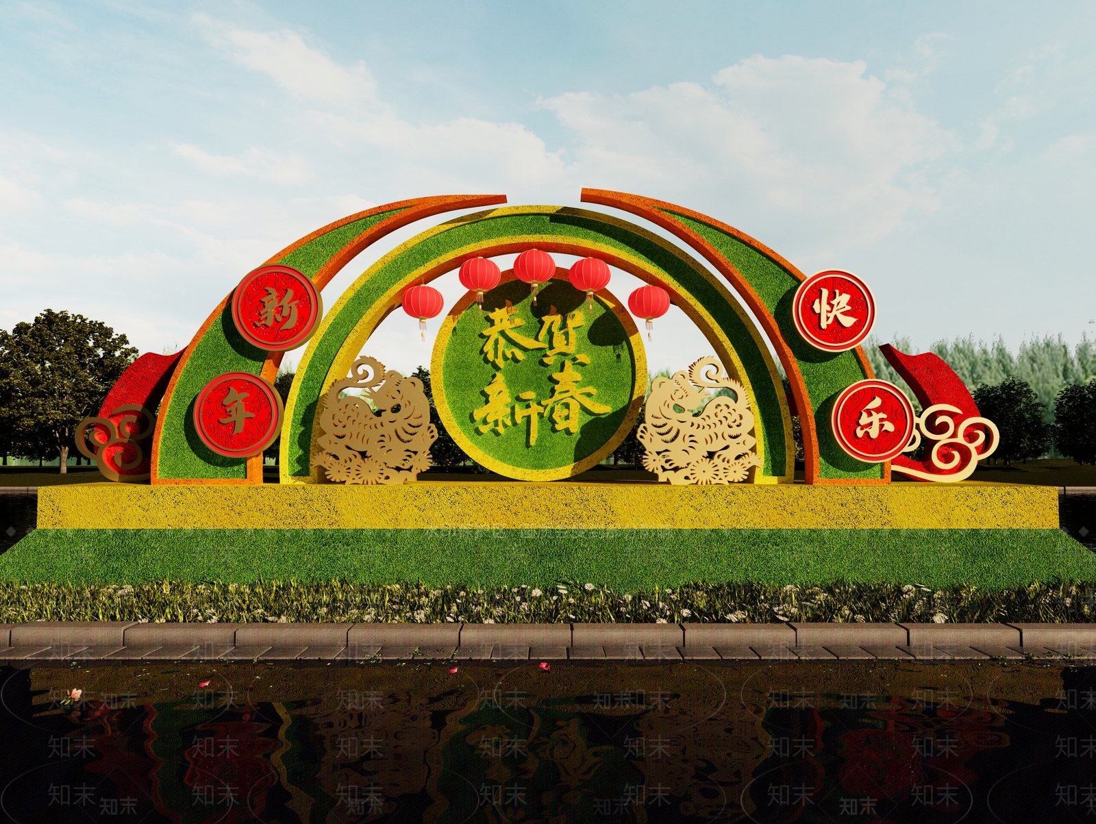 现代春节雕塑3D模型下载【ID:1150412071】