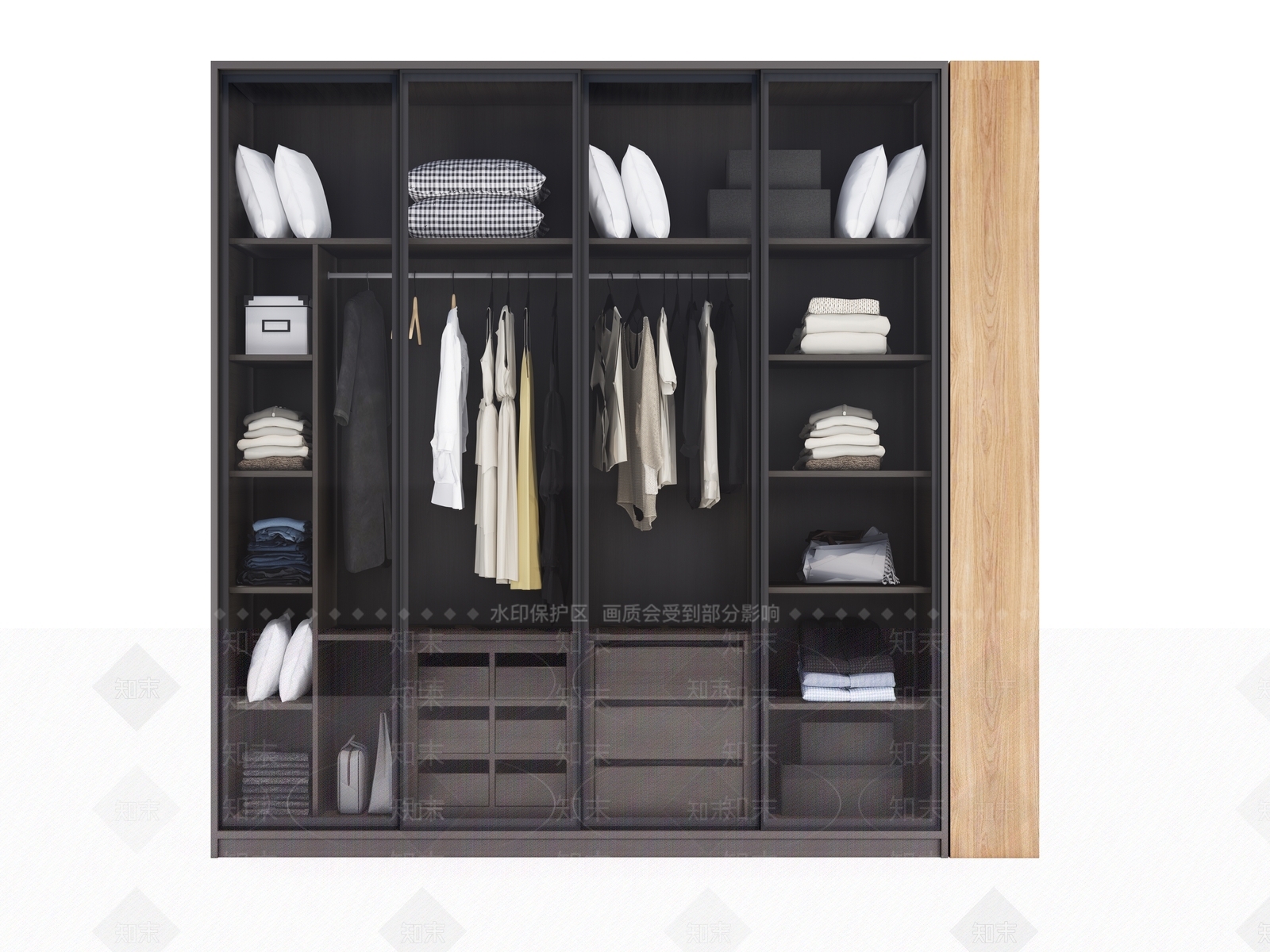 现代玻璃推拉门衣柜SU模型下载【ID:1150411929】