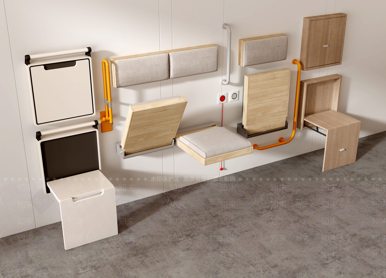 现代残障折叠换鞋凳3D模型下载【ID:1150412095】