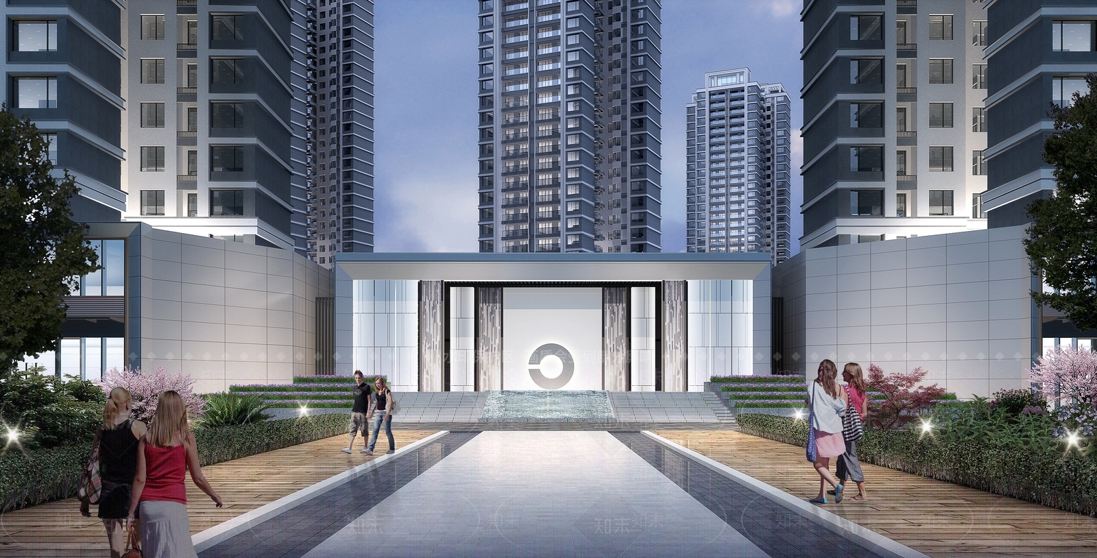 现代高层住宅小区入口大门3D模型下载【ID:1150415049】
