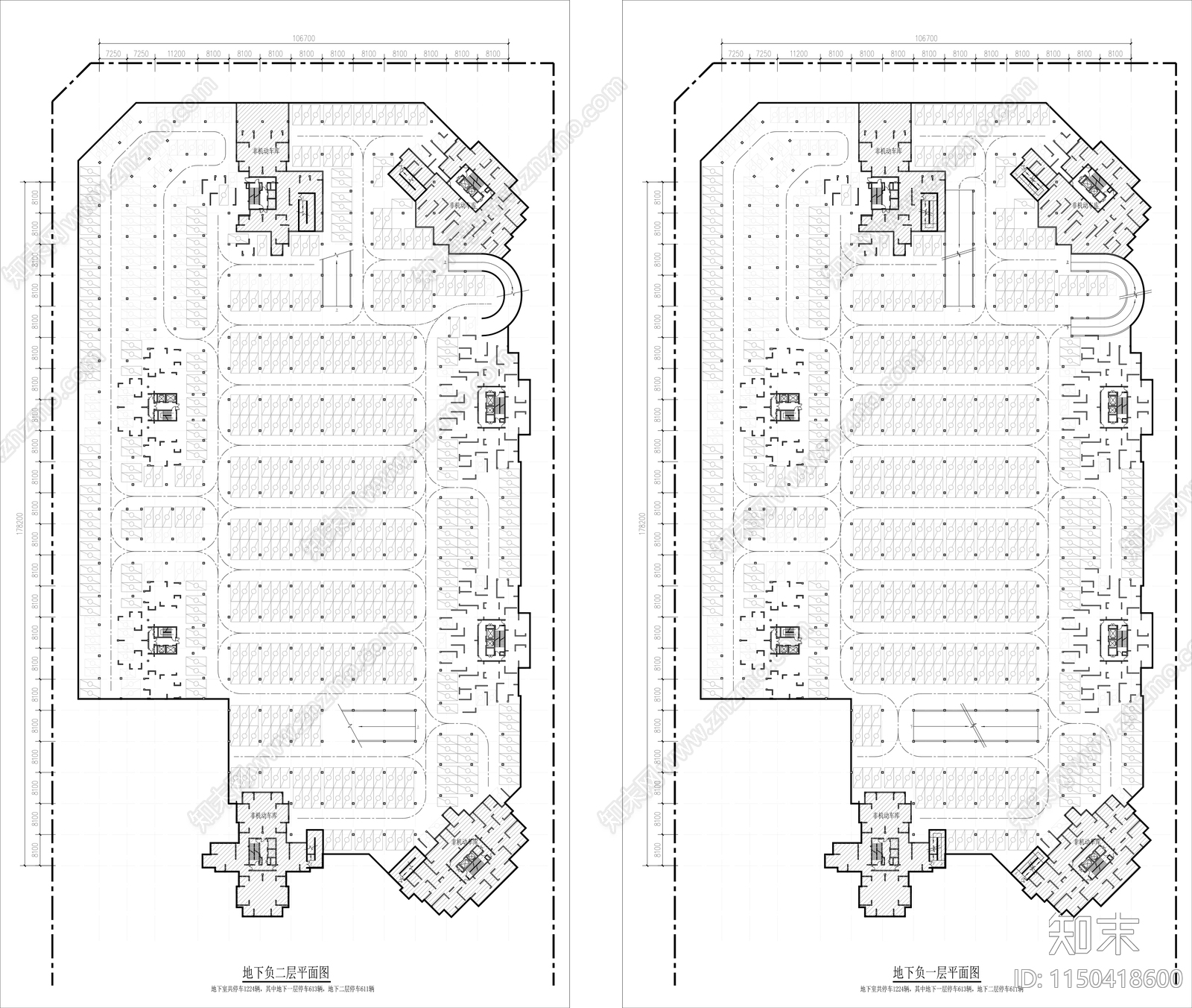 住宅地下车库布置图施工图下载【ID:1150418600】